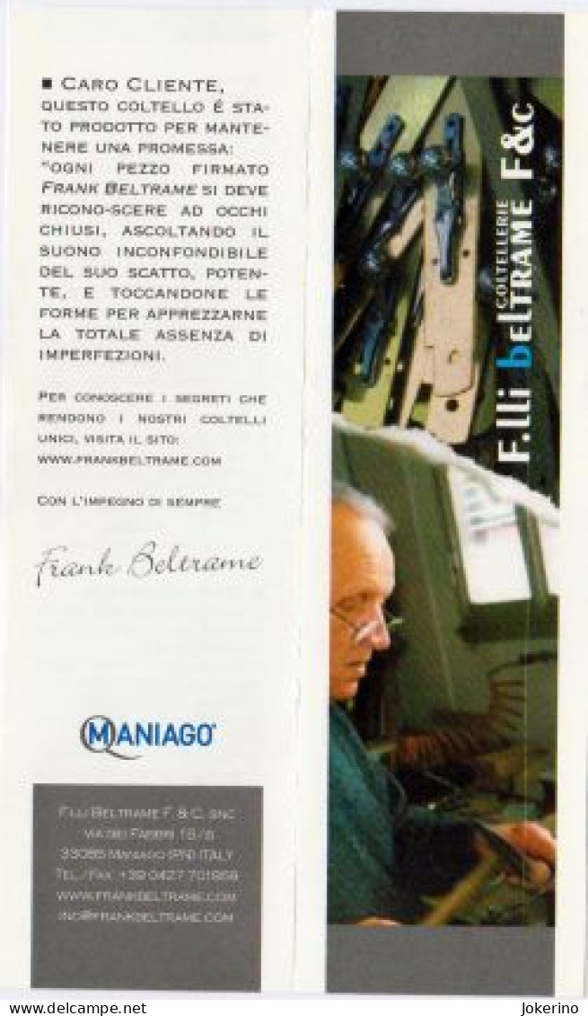 Frank Beltrame -italian stiletto- 23cm - impugnatura di corno di bufalo brasiliano - modello FB 23/09 B - 2