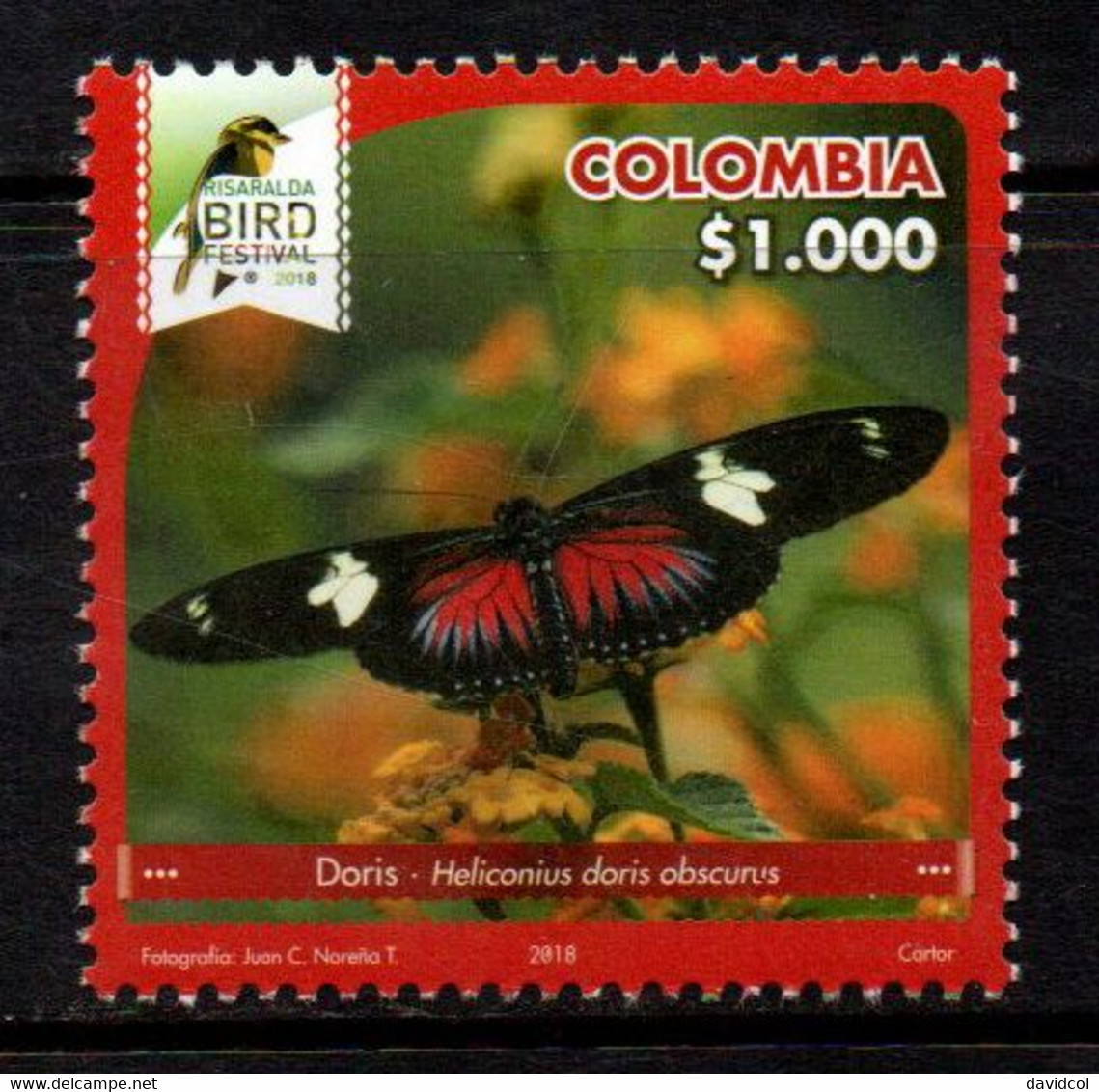 18J-KOLUMBIEN - 2018 -MNH – BUTTERFLY - HELICONIUS DORIS OBSCURUS - RISARALDA BIRD FESTIVAL 2018 - Colombia