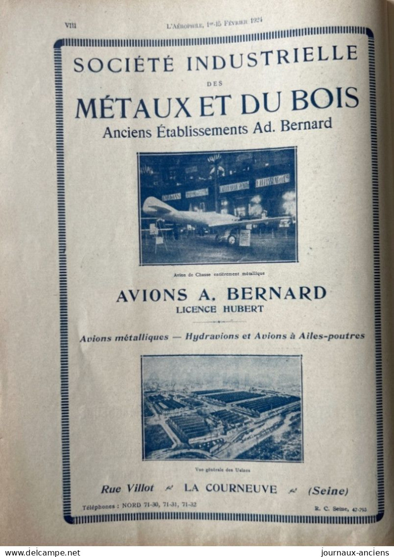 1924 AVIATION - Revue " L'AÉROPHILE " - N• 3-4 ( Revue Vendue Complète ) - Sommaire en photo - Nombreuses Publicités