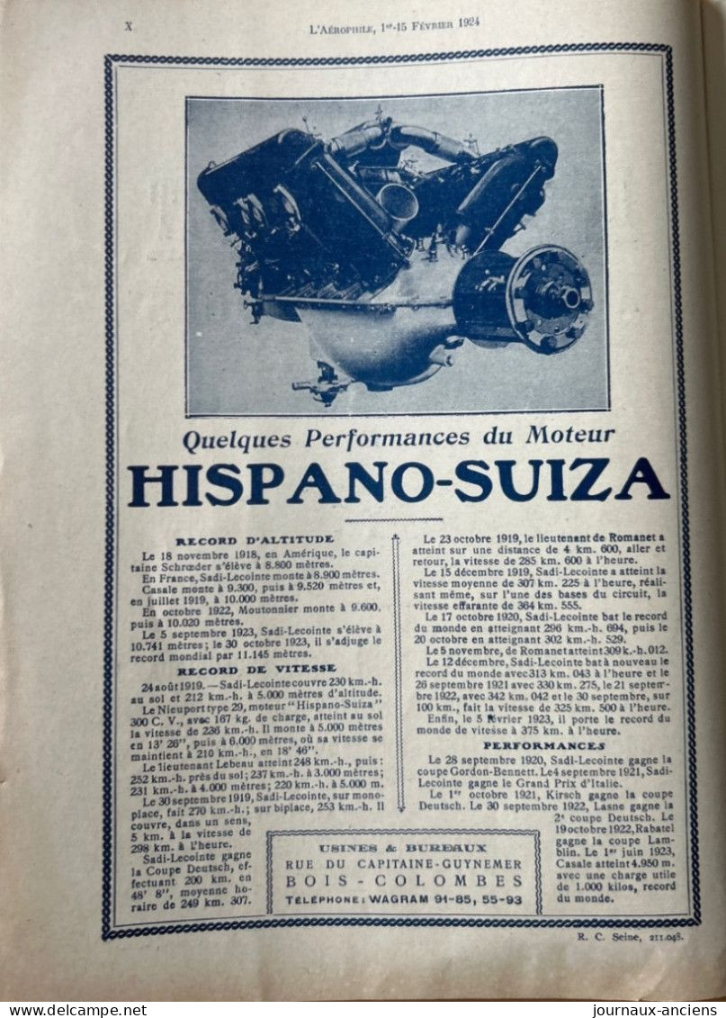 1924 AVIATION - Revue " L'AÉROPHILE " - N• 3-4 ( Revue Vendue Complète ) - Sommaire en photo - Nombreuses Publicités