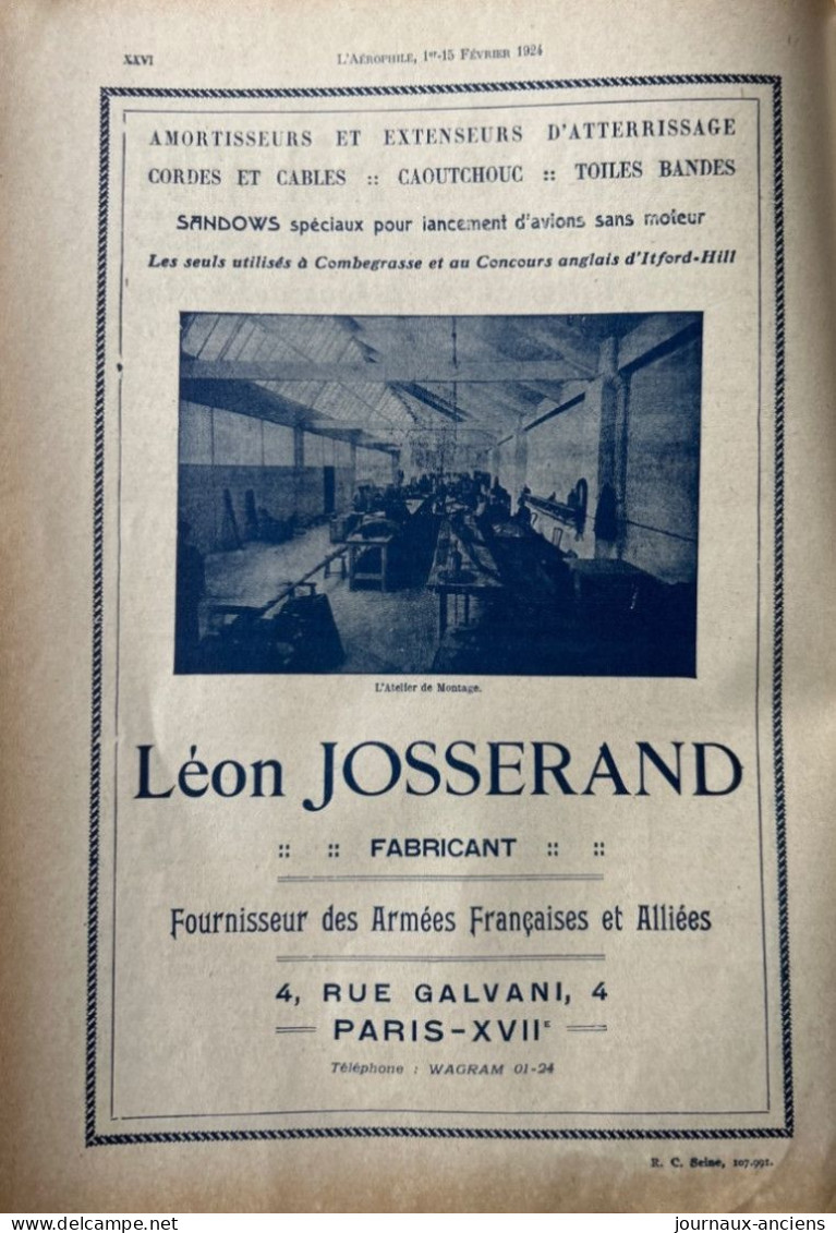 1924 AVIATION - Revue " L'AÉROPHILE " - N• 3-4 ( Revue Vendue Complète ) - Sommaire en photo - Nombreuses Publicités