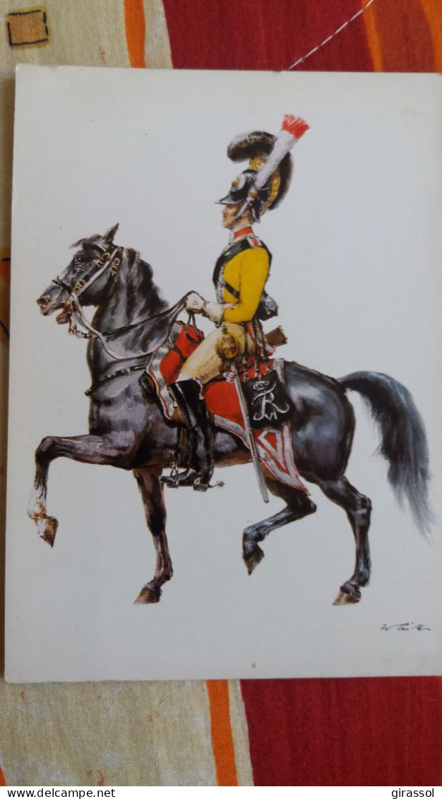 CPM MILITAIRE GRADE A CHEVAL CAVALERIE EPOQUE  1828  GARDE DU CORPS DANEMARK - Regiments