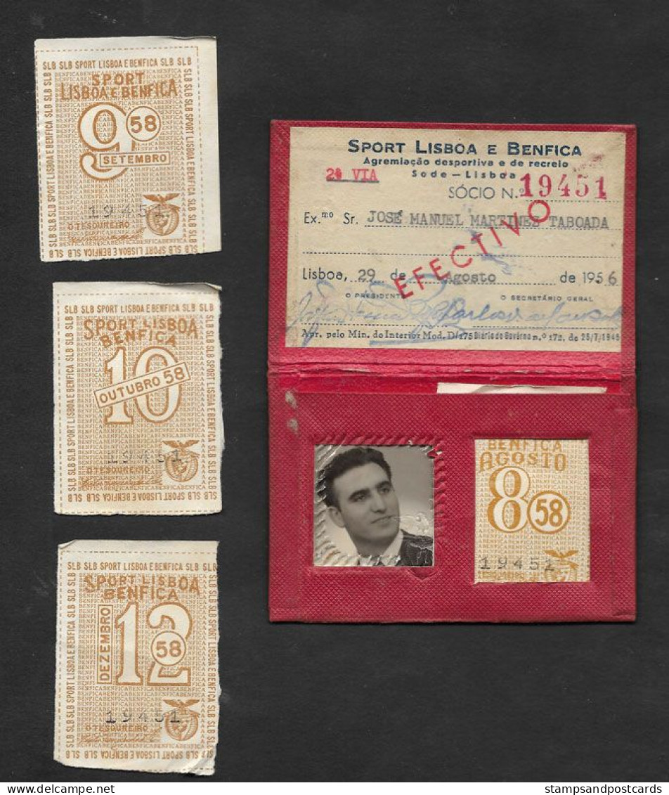 Portugal Sport Lisboa E Benfica 1956 Carte Membre  Club Football ID Card SLB Lisbon Soccer Club - Andere & Zonder Classificatie