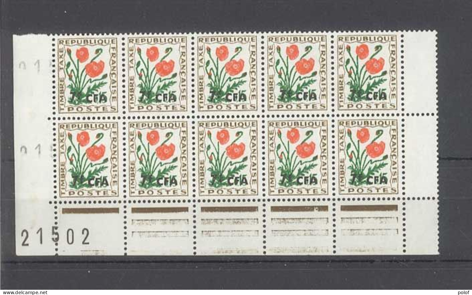 REUNION - CFA - Bloc De 10 Timbres - Neufs Sans Traces De Charnières - Yvert Taxe 50 - Bords De Feuille - Unused Stamps