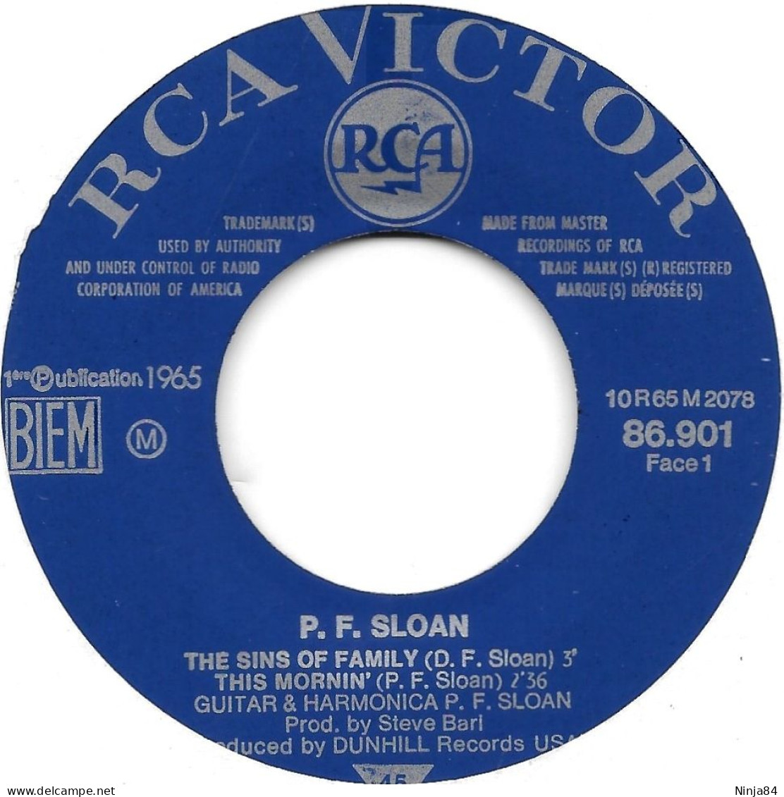 EP 45 RPM (7") P.F. Sloan  " The Sins Of A Family  " - Rock