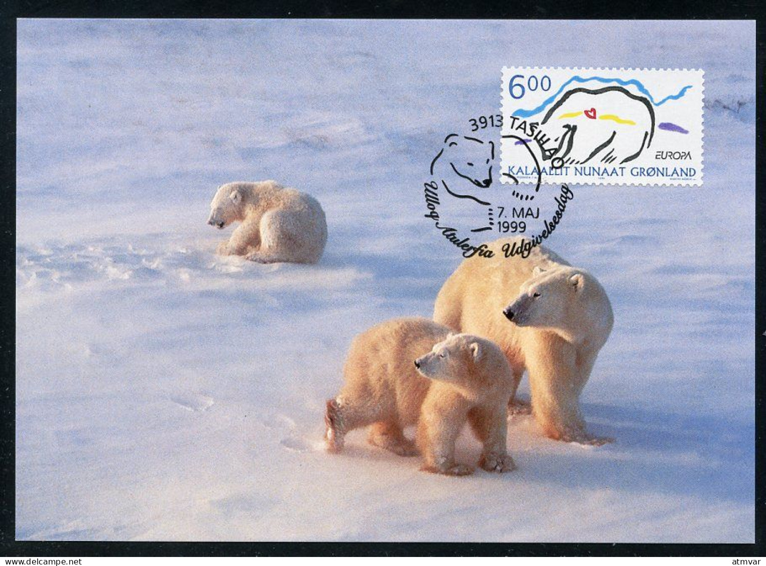 GREENLAND (1999) Carte Maximum Card - EUROPA, Polar Bear, Ours, Oso Polar - Cartes-Maximum (CM)