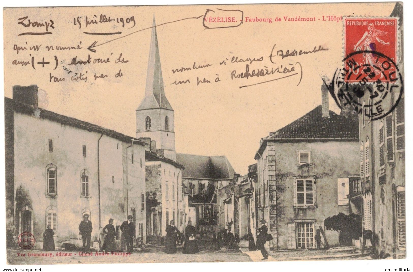 54 - BELLE CPA ANIMÉE 1909 : VÉZELISE - Faubourg De Vaudémont - L'Hôpital - MEURTHE-ET-MOSELLE - Vezelise