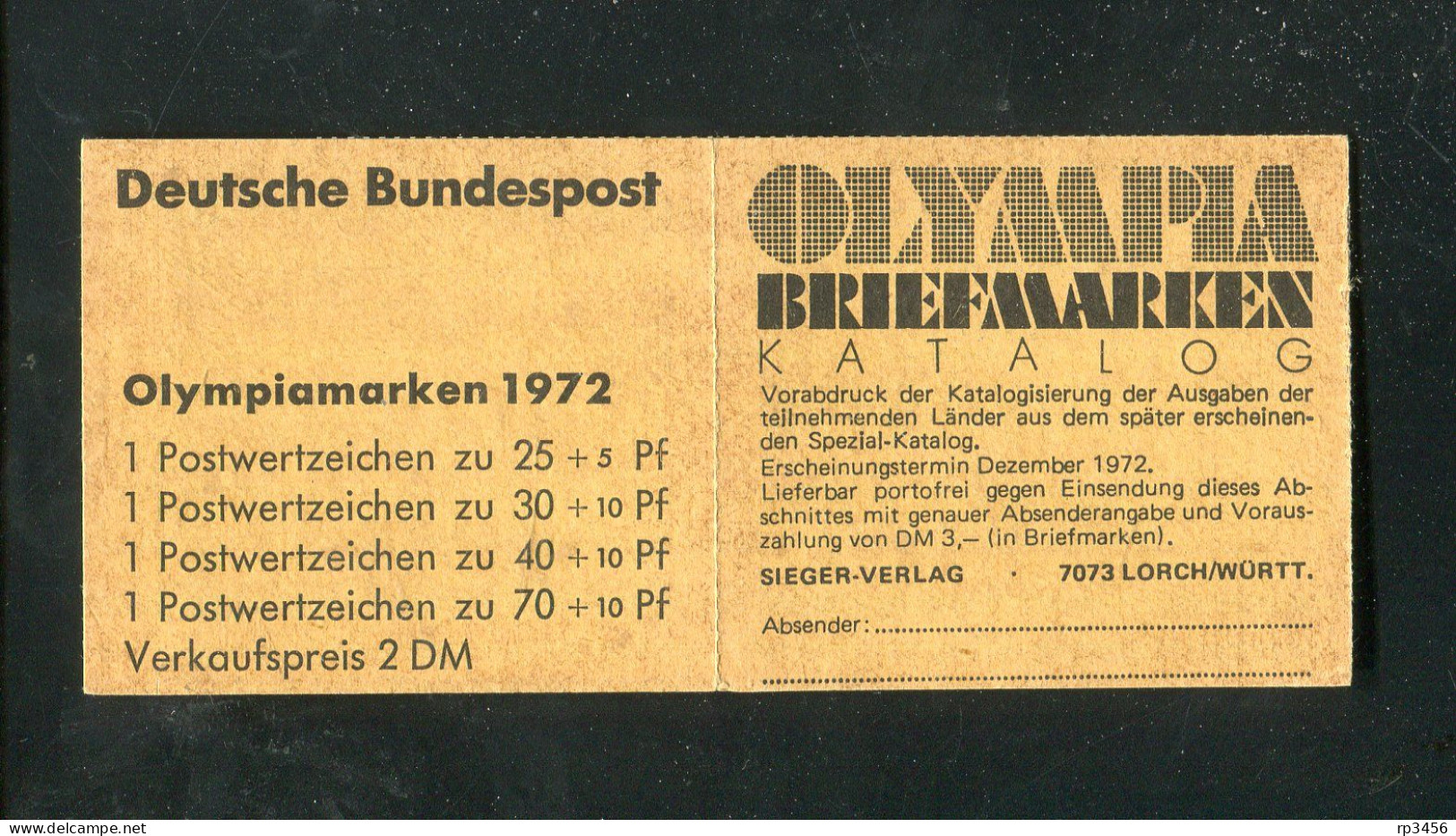 "BUNDESREPUBLIK DEUTSCHLAND" 1972, Markenheftchen Mi. 17 "Olympiade" ** (R1163) - 1971-2000