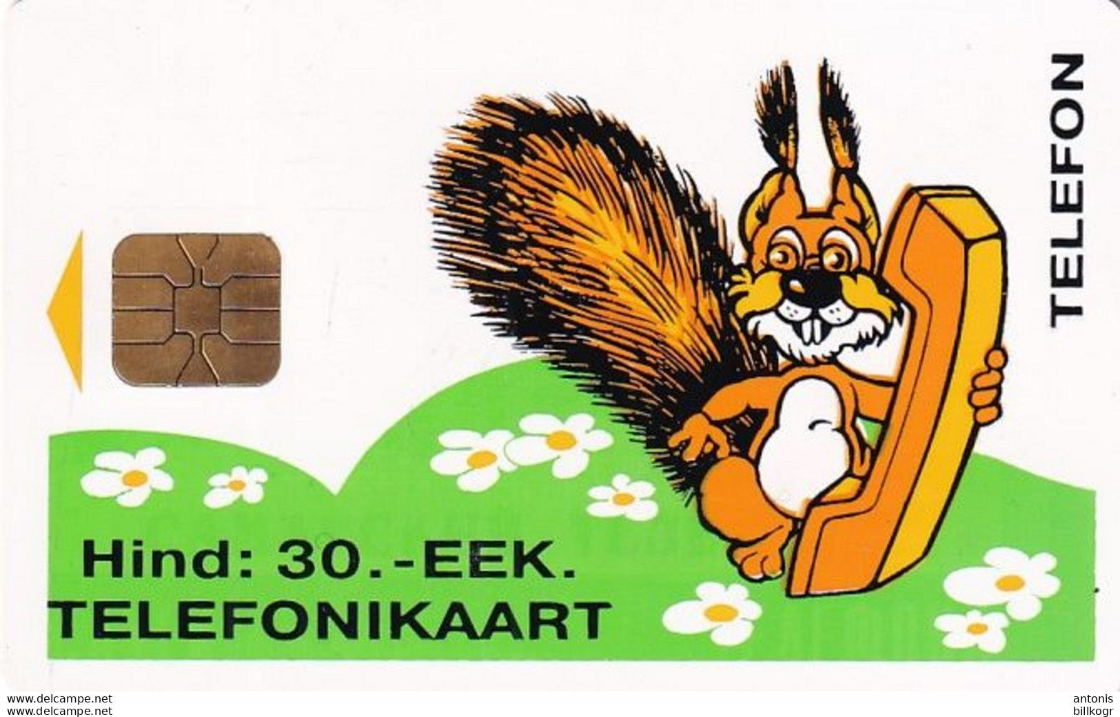 ESTONIA - Squirrel, Seva-R Telecard 30 EEK, Chip TA20, Tirage 500, 12/95, Mint - Estland