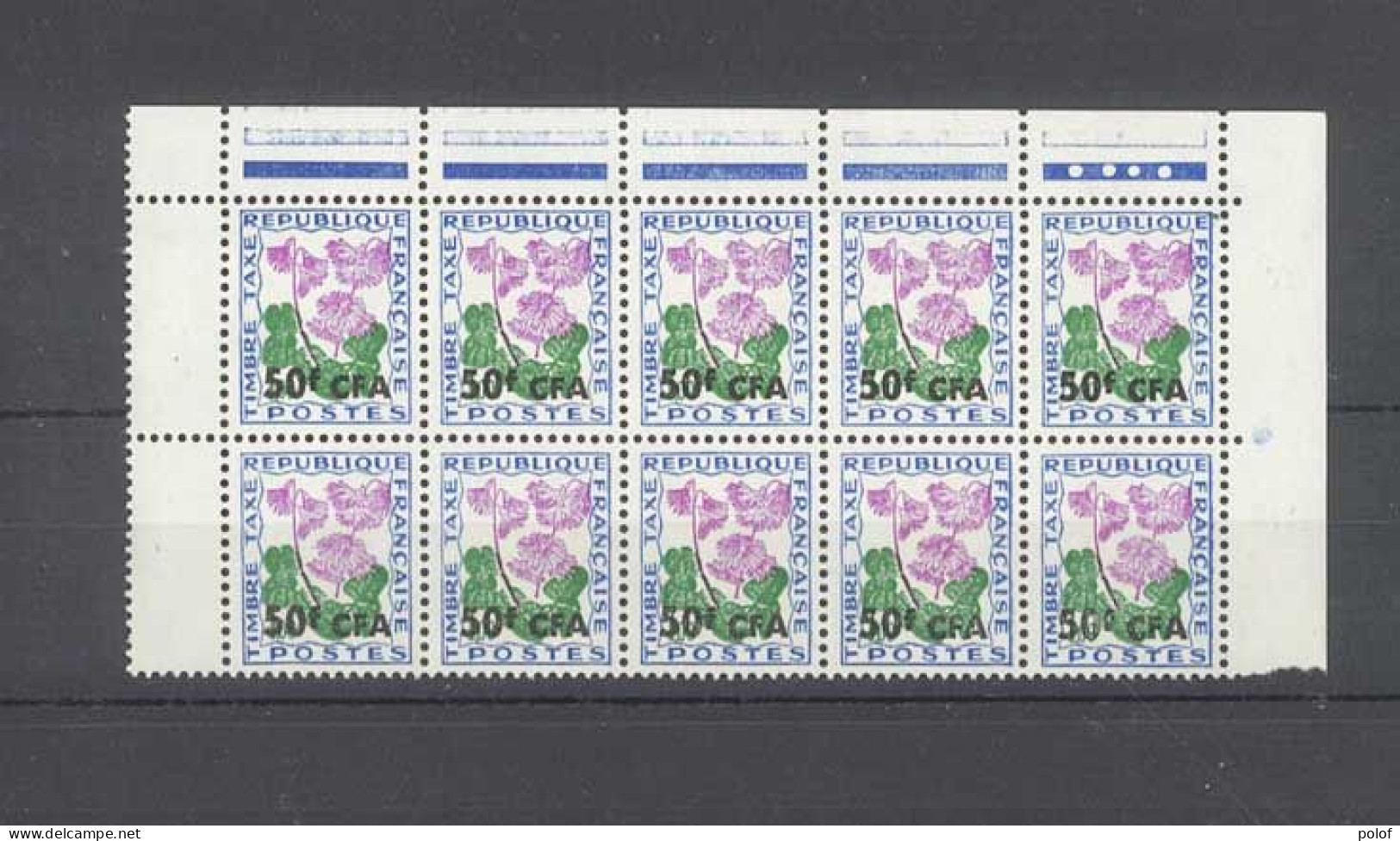 REUNION - CFA - Bloc De 10 Timbres - Neufs Sans Traces De Charnières - Yvert Taxe 53 - Bords De Feuille Numérotés - Ongebruikt