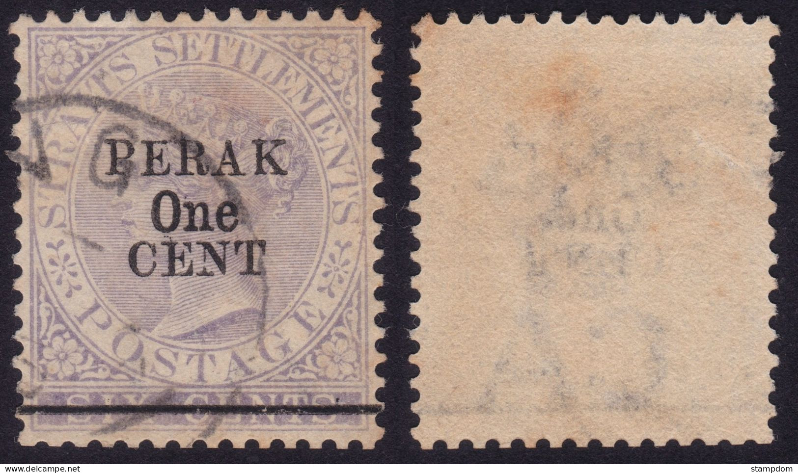 PERAK 1891 Overprint/surcharge On Straits Settlements 6c Sc#33 - USED  @P1165 - Perak