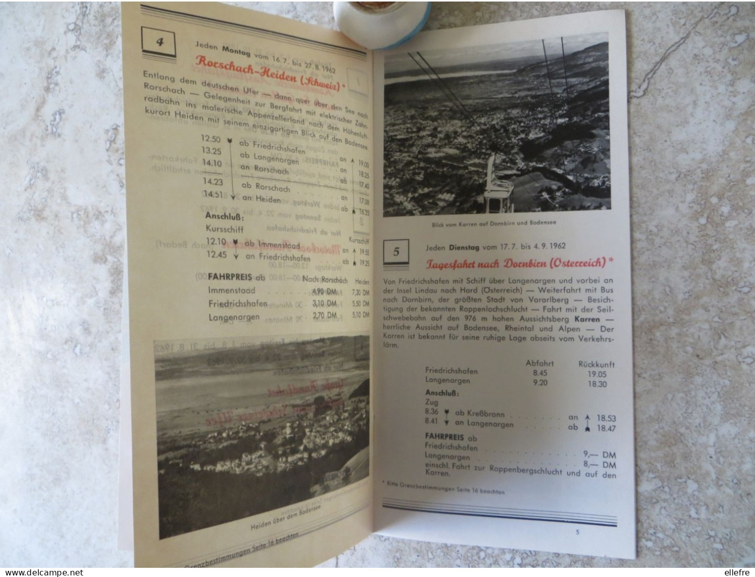 Dépliant Touristique SUISSE / ALLEMAGNE LAC DE CONSTANCE BODENSEE SONDERFAHRTEN 1962 Langue Allemand Horaires - Publicités