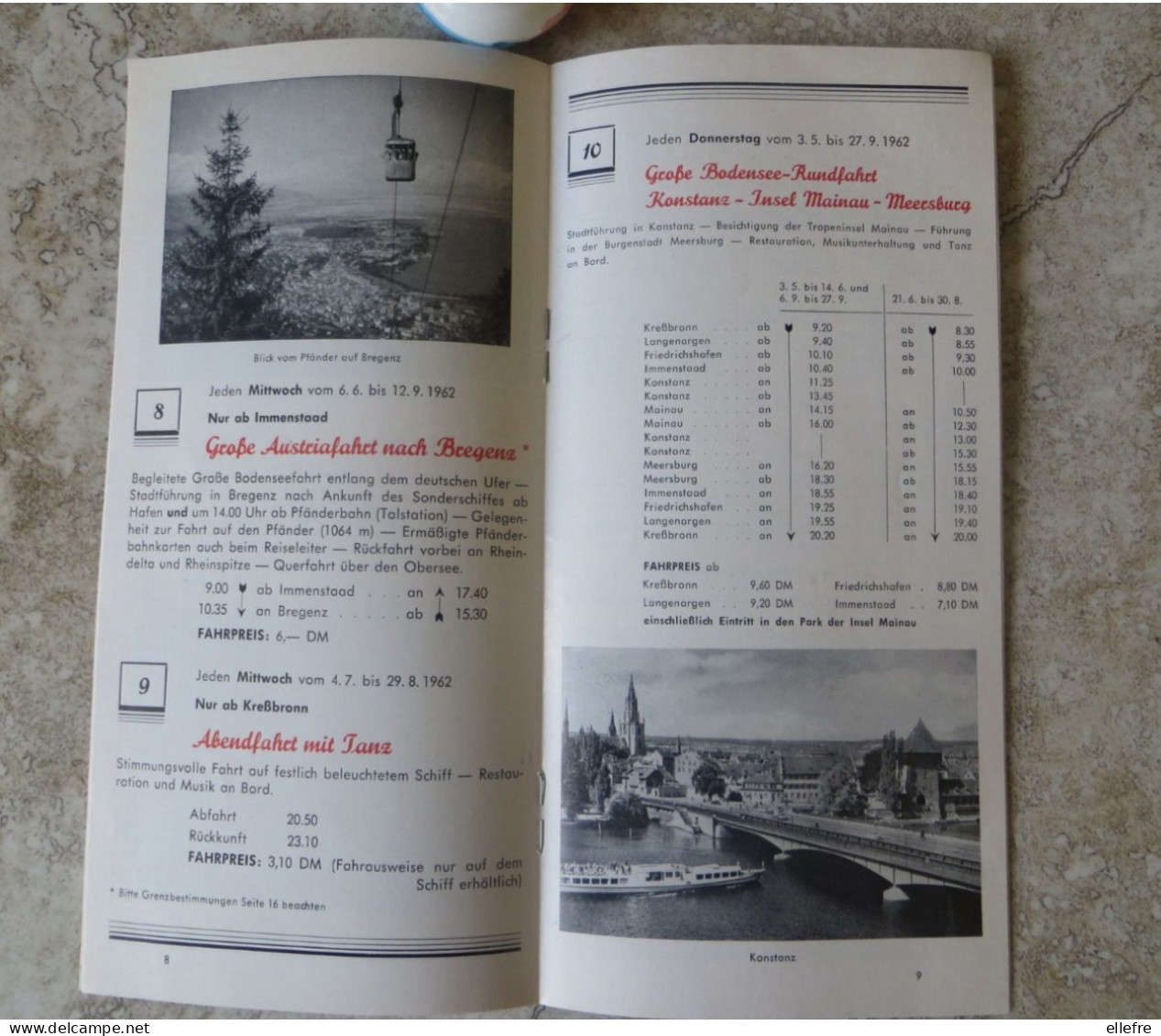 Dépliant Touristique SUISSE / ALLEMAGNE LAC DE CONSTANCE BODENSEE SONDERFAHRTEN 1962 Langue Allemand Horaires - Publicités