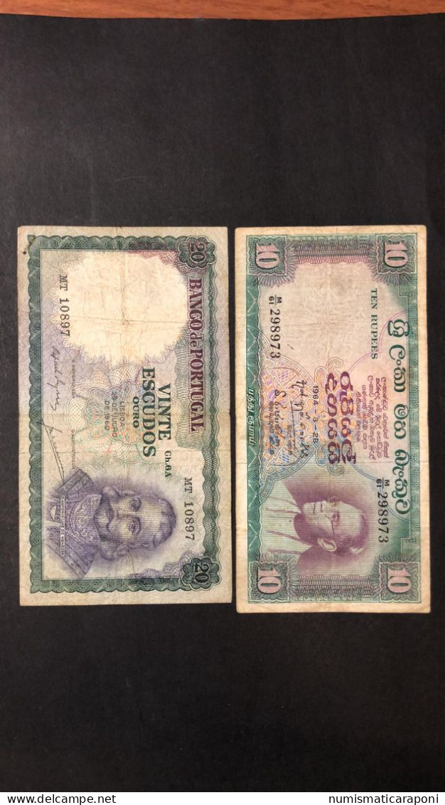 CEYLON SRI LANKA 10 RUPIE 1964 + Portugal 20 Escudos 1960 LOTTO.385 - Sri Lanka