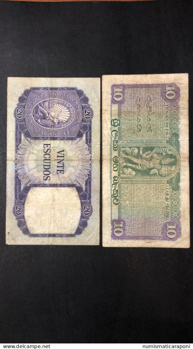 CEYLON SRI LANKA 10 RUPIE 1964 + Portugal 20 Escudos 1960 LOTTO.385 - Sri Lanka