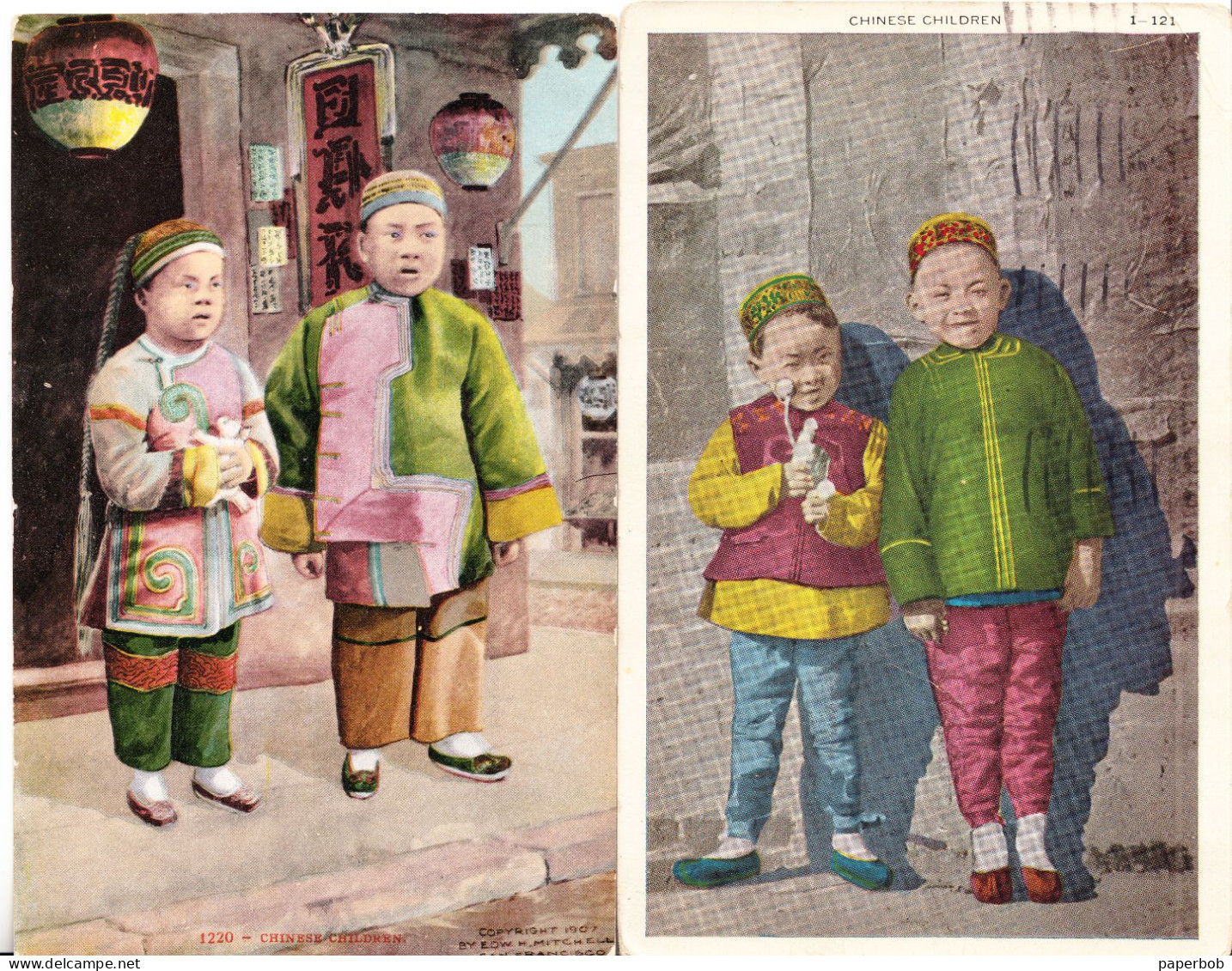 CHINA  1904 - 5 POSTCARDS - Grupo De Niños Y Familias