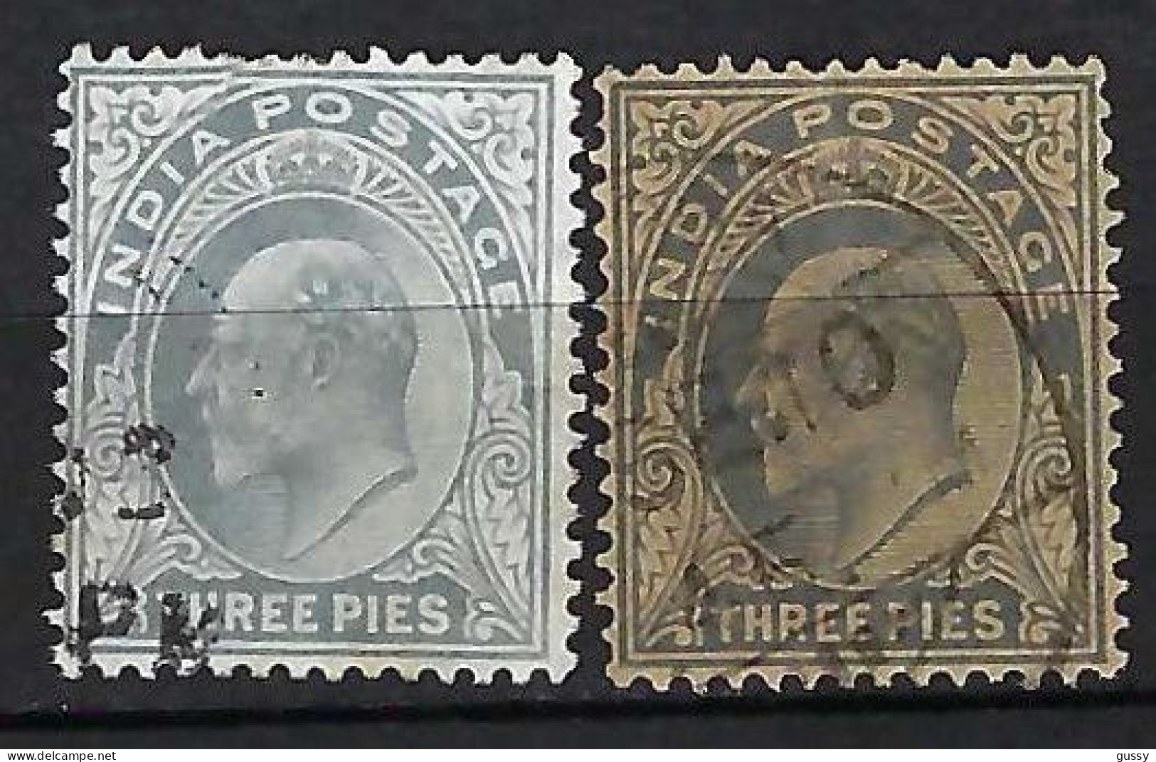 INDE ANGLAISE Ca.1902-09: 2x Le Y&T 57 Obl., 2 Nuances - 1902-11 King Edward VII