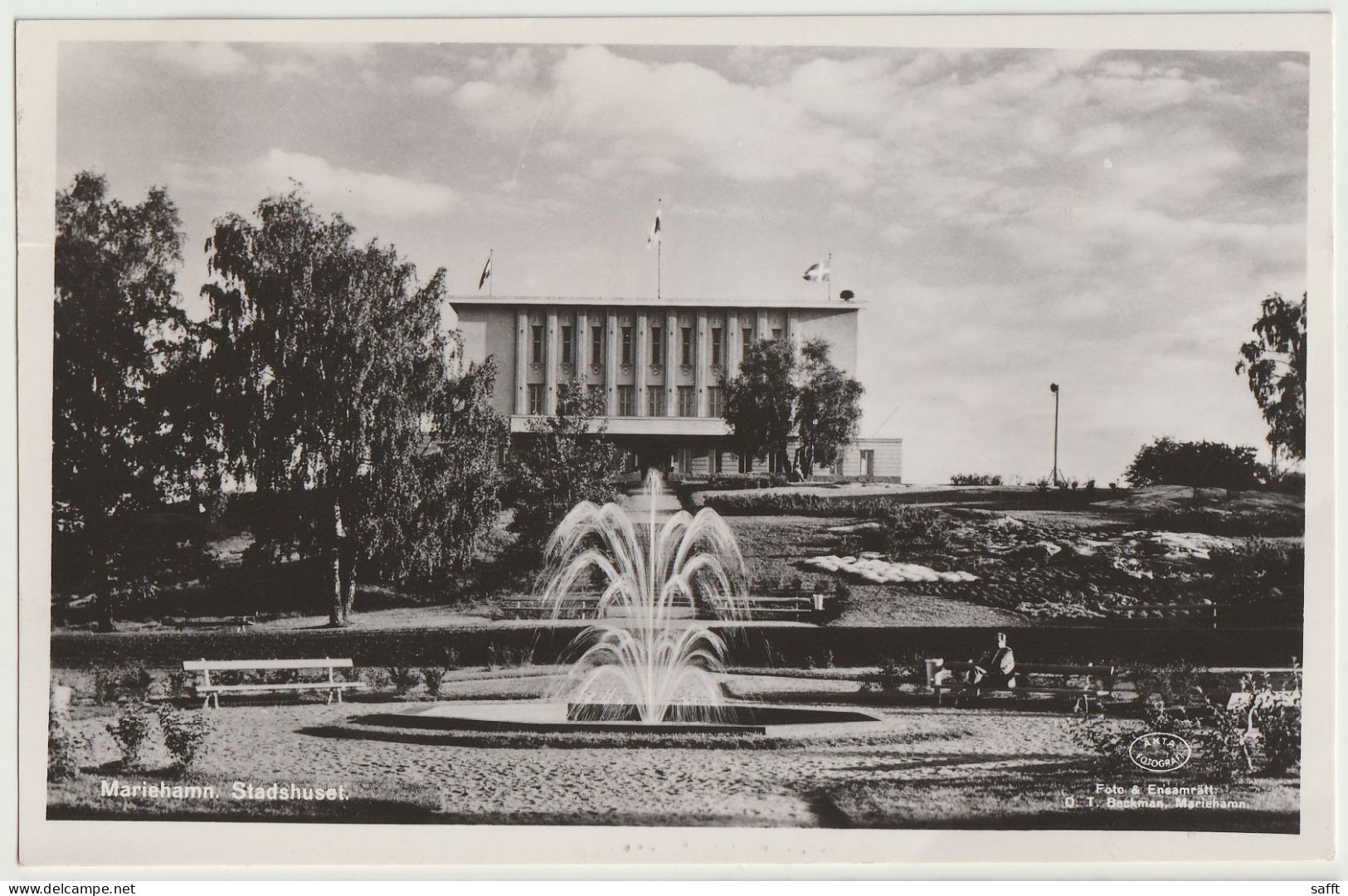 AK Åland Mariehamn Stadthuset, Gelaufen 1938 Ab Mariehamn, Zweisprachiger Stempel - Finnland