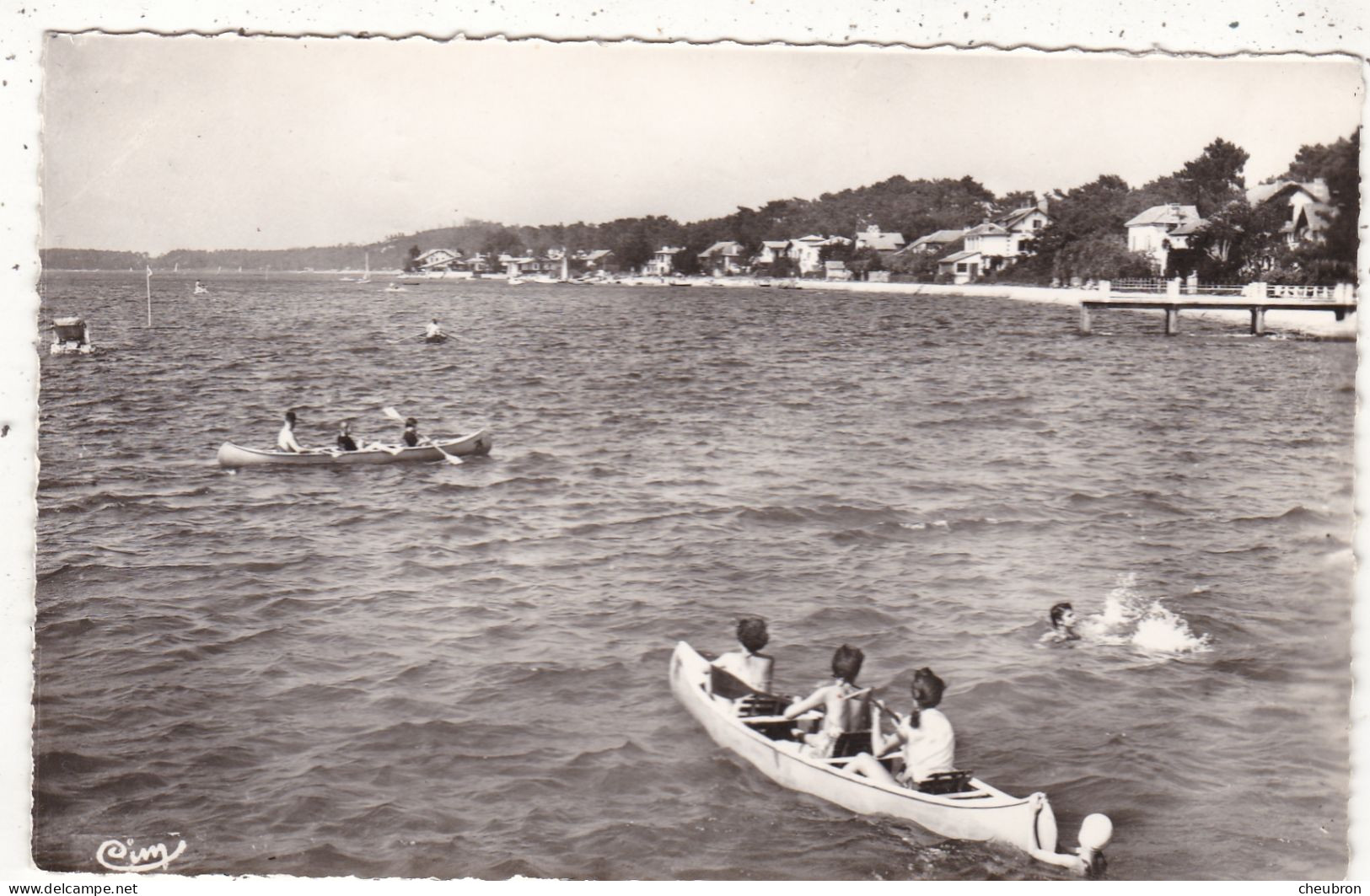 40. HOSSEGOR. CPA. LE LAC . ANIMATION. CANOE KAYAK. ANNÉE 1961 + TEXTE - Hossegor