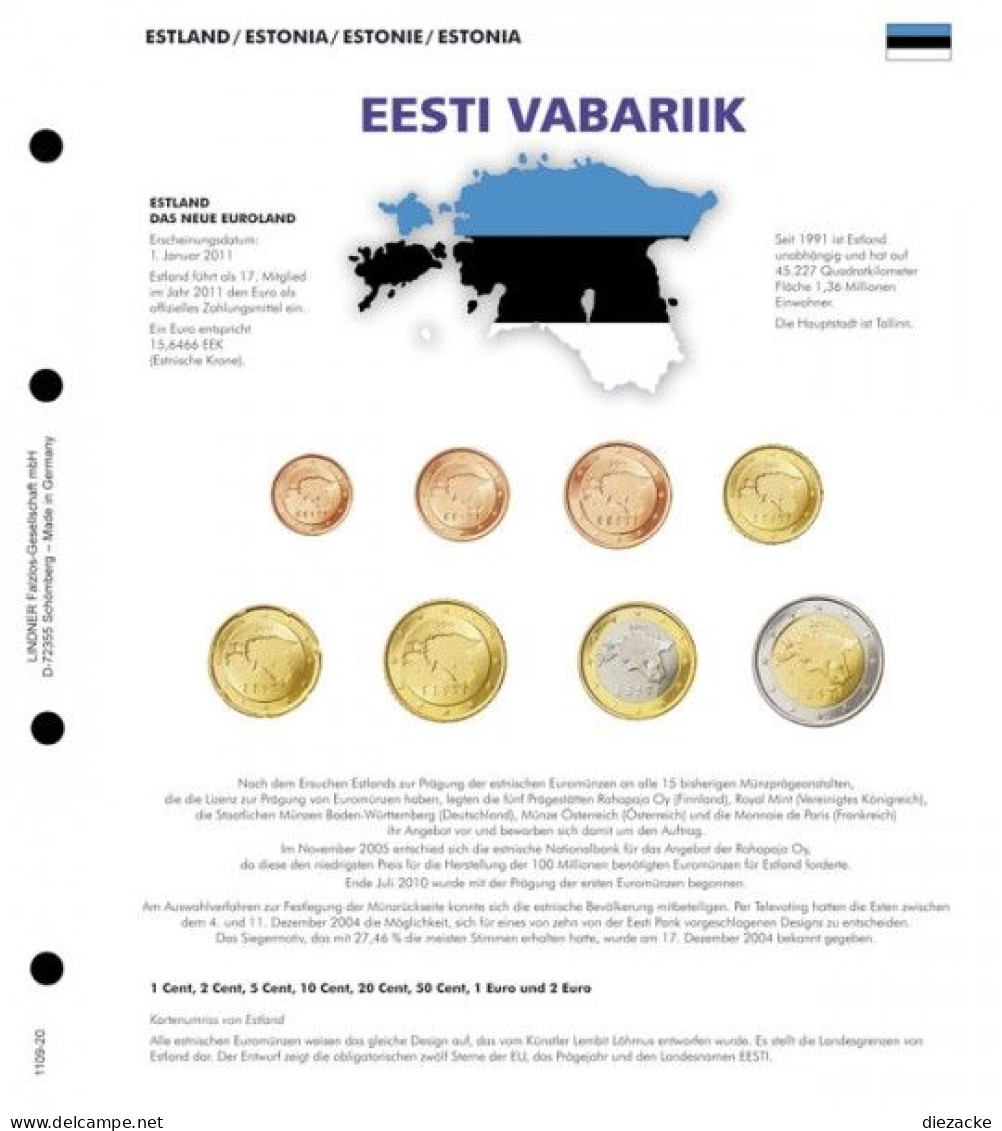 Lindner Vordruckblatt Karat 1109-20 Estland Neu - Matériel