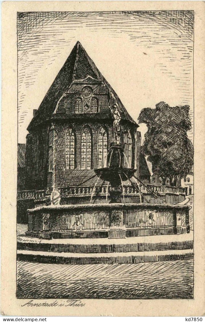 Arnstadt/Thür. - Hopfenbrunnen Mit Bonifaziuskirche - Arnstadt