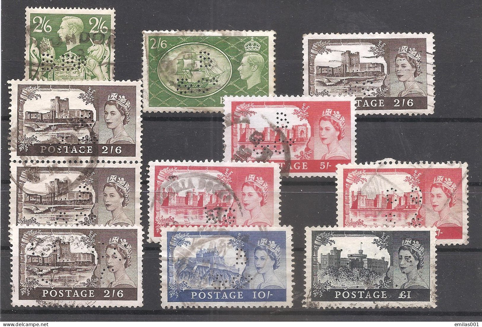 Lot 11 Timbres Perforés Grande-Bretagne , A VOIR !!! - Perfins