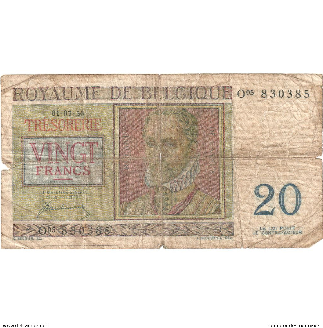 Belgique, 20 Francs, 1950, 1950-07-01, KM:132a, TB - 20 Francos