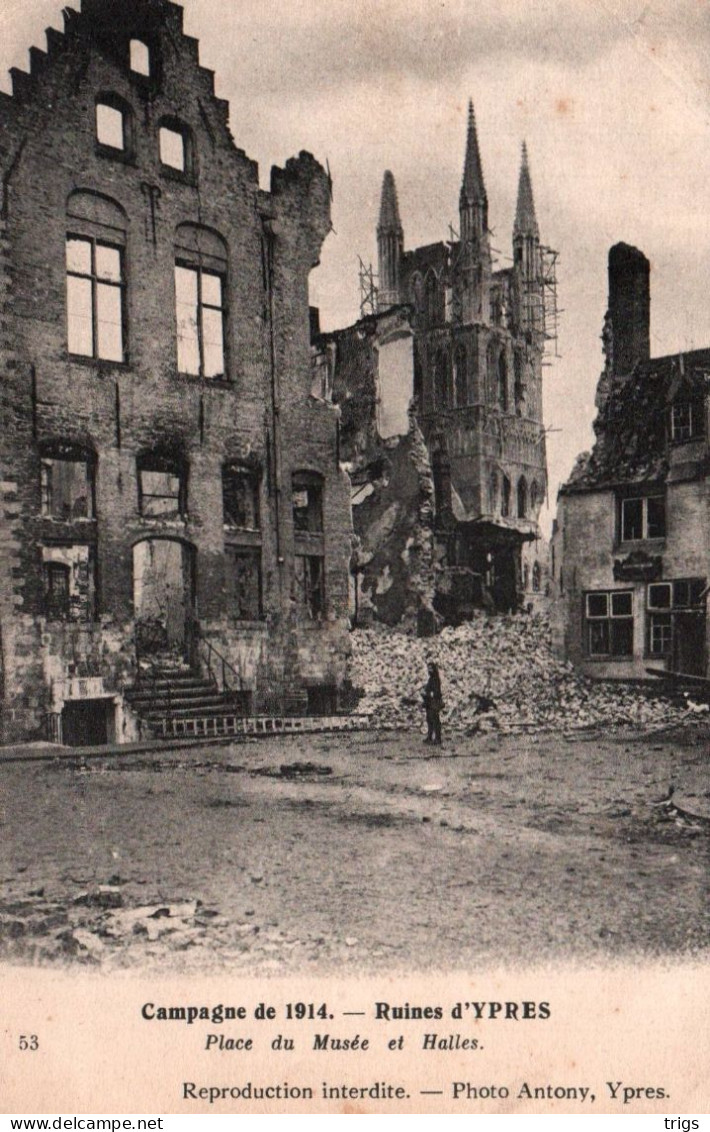 Ypres (Campagne De 1914) - Place Du Musée Et Halles - Ieper