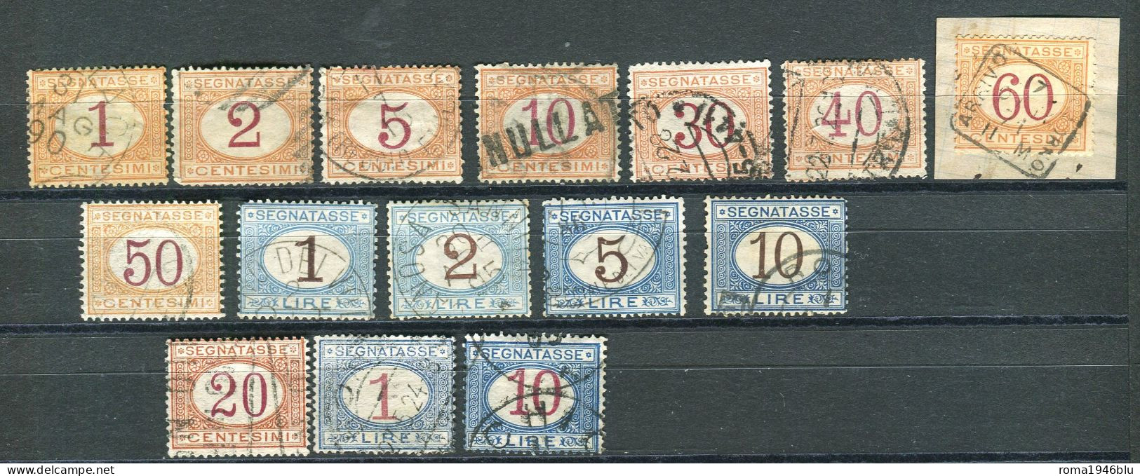 REGNO 1870-94 SEGNATASSE SERIE CPL. 15 VALORI USATI ORIGINALI - Postage Due