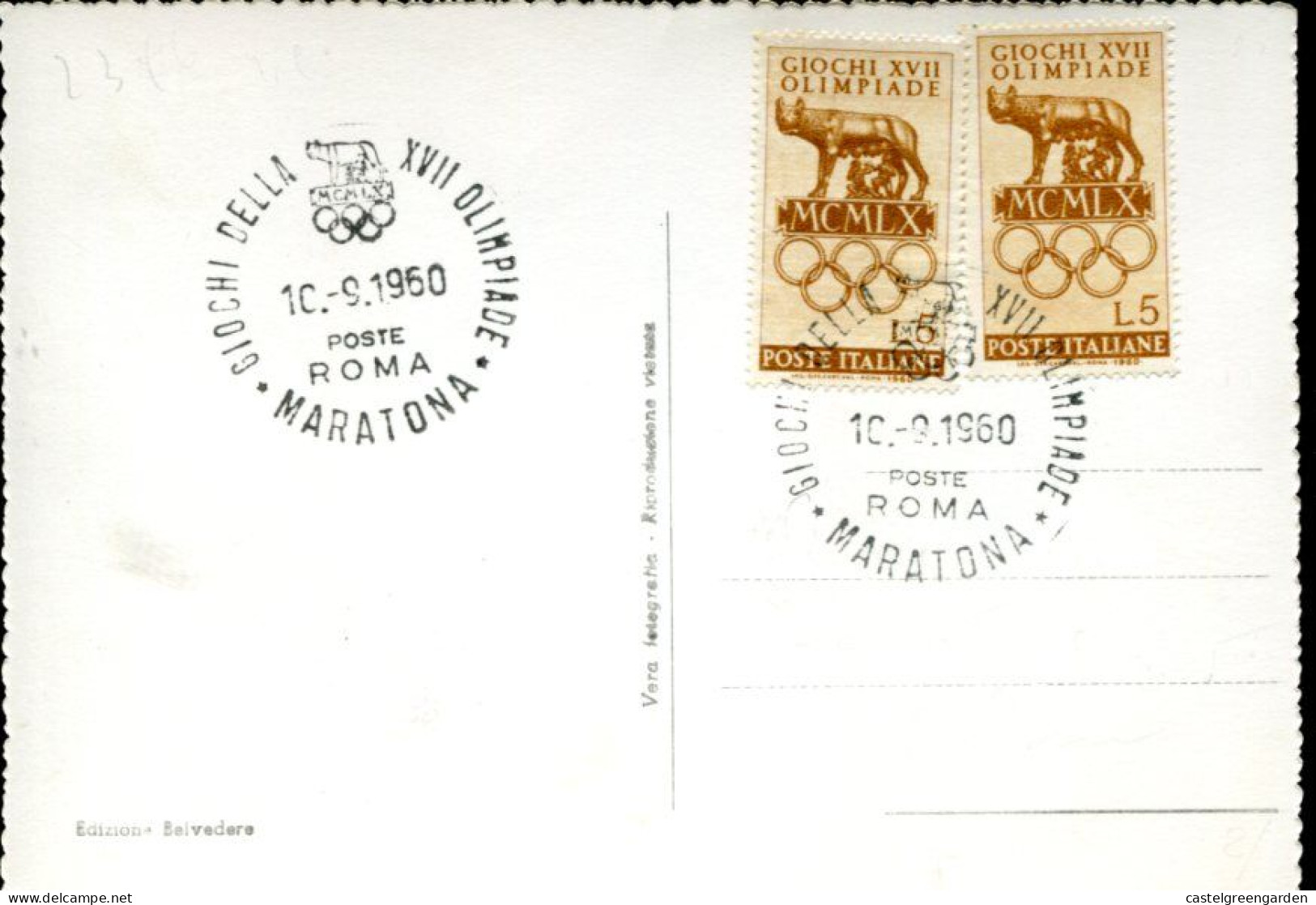 X0151 Italia Olympiade Roma Special Postmark 10.9.1960 Maratona,  Olympiade Of Rome 1960 - Ete 1960: Rome