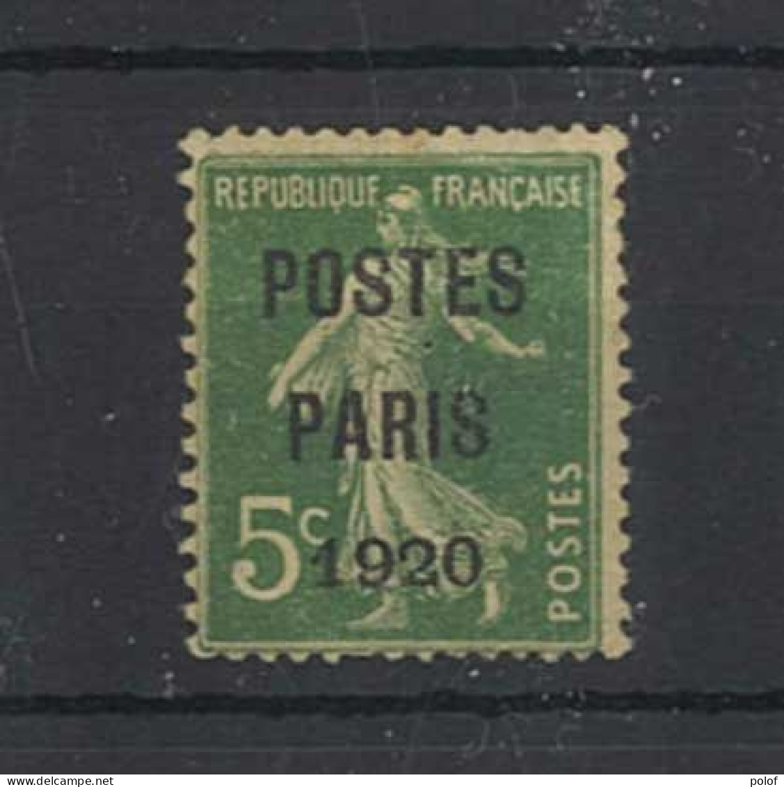 PREOBLITERE - Yvert 24 - Postes Paris 1920 - 5 C. Vert Semeuse Fond Plein - 1893-1947
