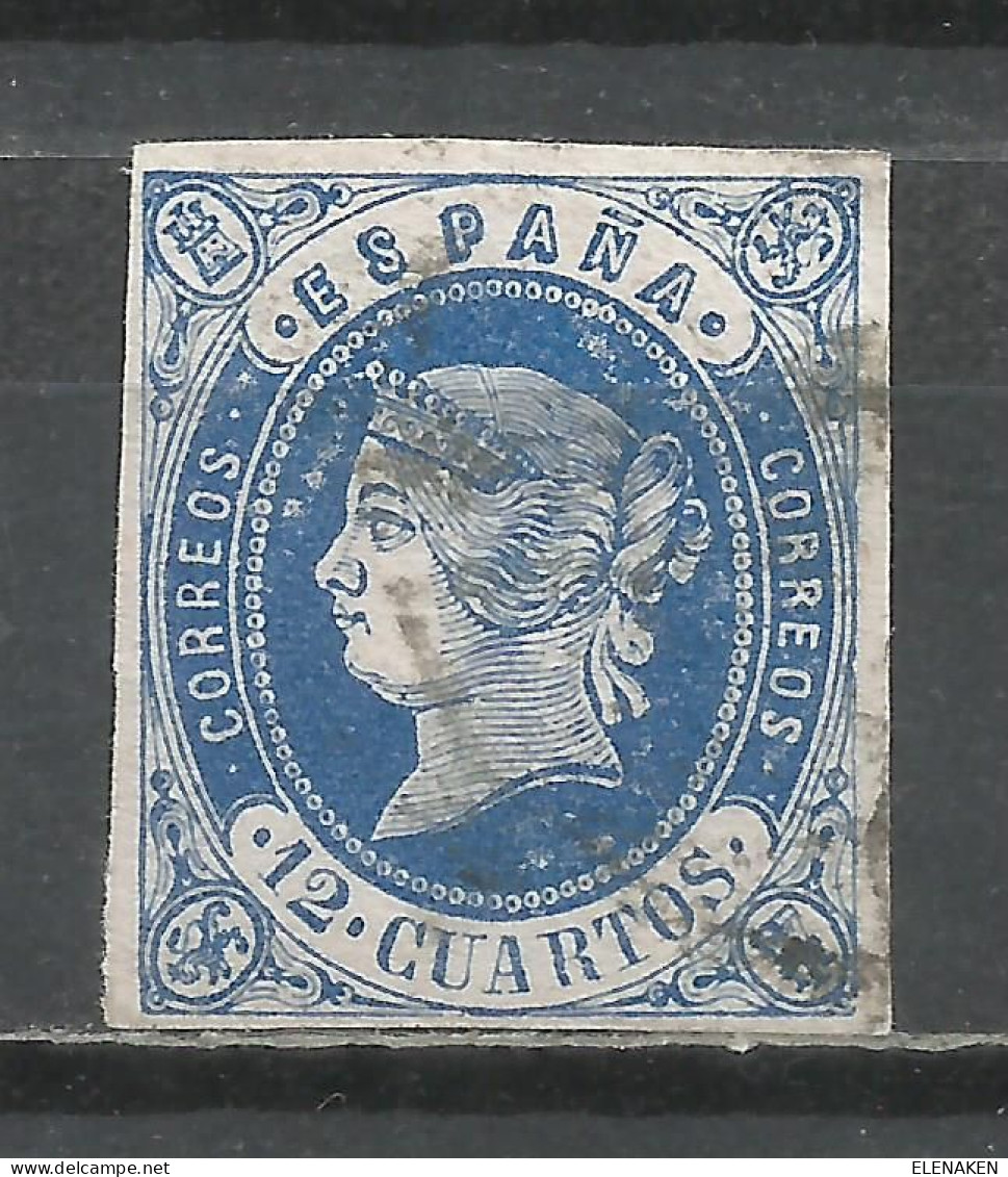 Q510M-LUJO SELLO CLASICO ESPAÑA ISABEL II 1862 Nº59  12 CUARTOS  BONITO 12,00€ ,MATASELLOS LIMPIO, PLENO.PERFECTO.SPAIN - Used Stamps