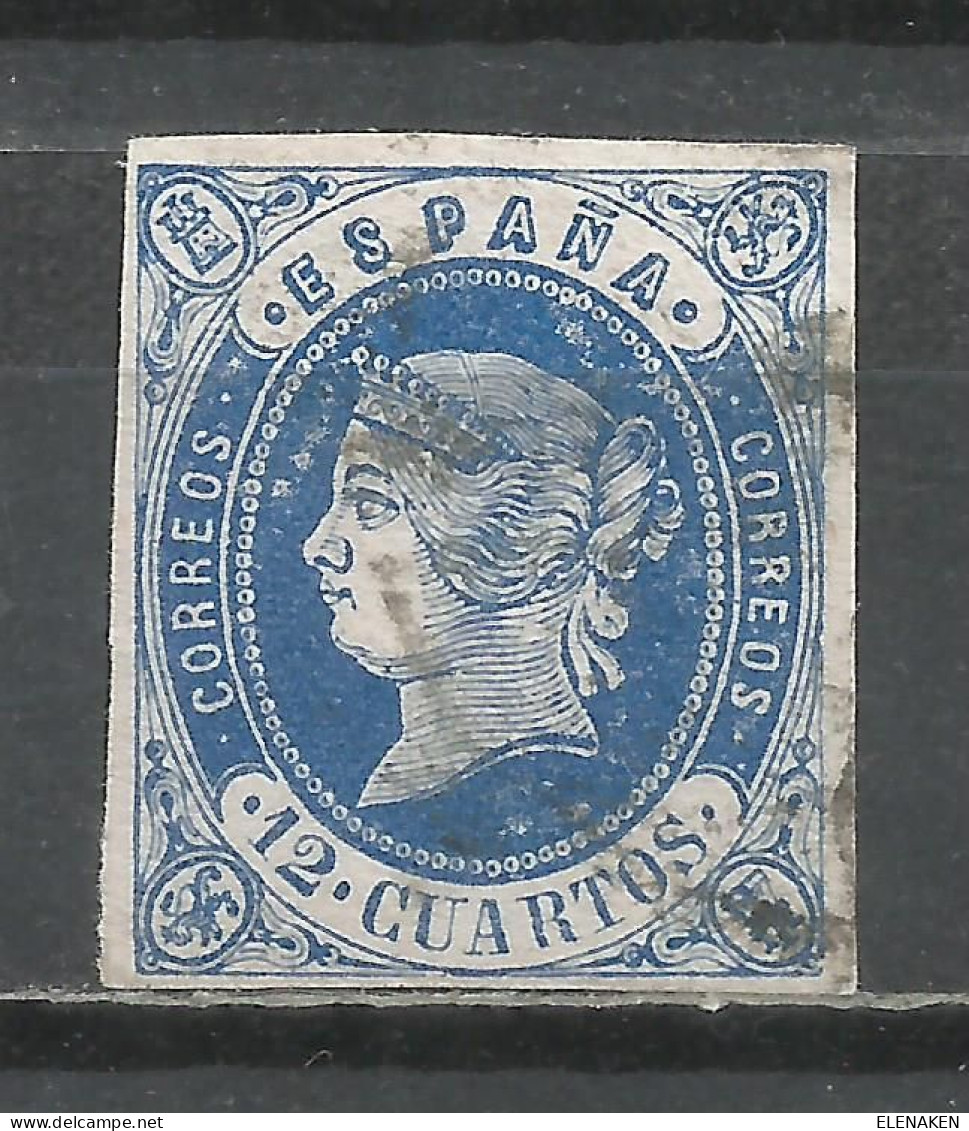 Q510M-LUJO SELLO CLASICO ESPAÑA ISABEL II 1862 Nº59  12 CUARTOS  BONITO 12,00€ ,MATASELLOS LIMPIO, PLENO.PERFECTO.SPAIN - Oblitérés