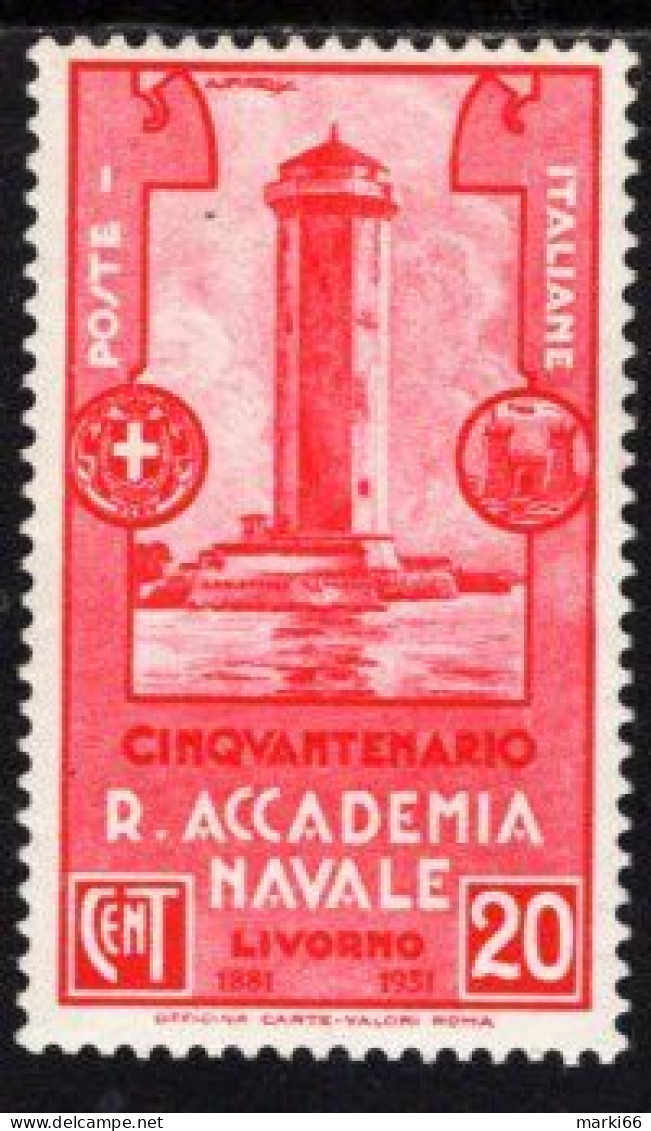 Italy - 1931 - 50th Anniversary Of The Royal Naval Academy Of Livorno - Marzocco Tower - Mint Stamp - Ongebruikt