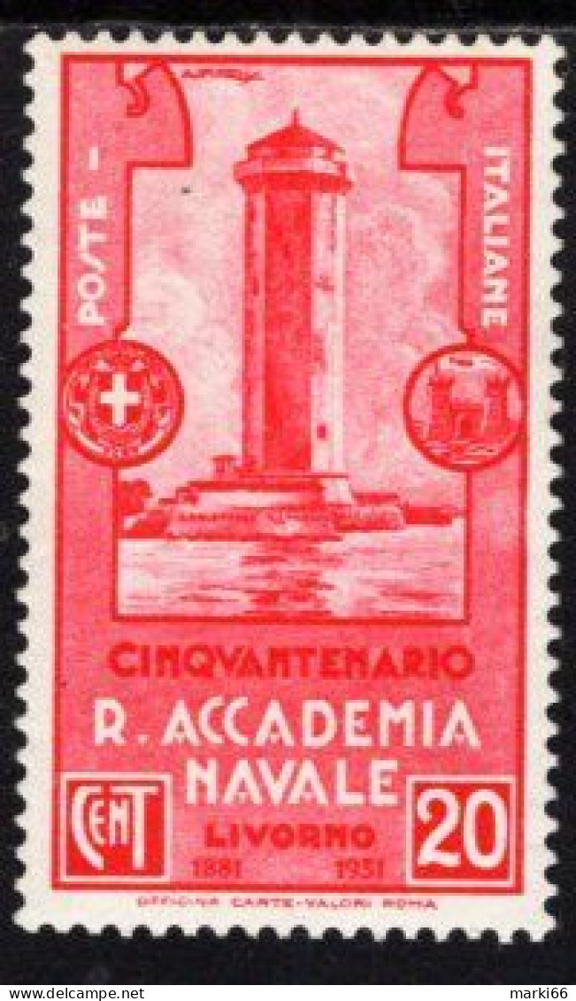 Italy - 1931 - 50th Anniversary Of The Royal Naval Academy Of Livorno - Marzocco Tower - Mint Stamp - Ungebraucht
