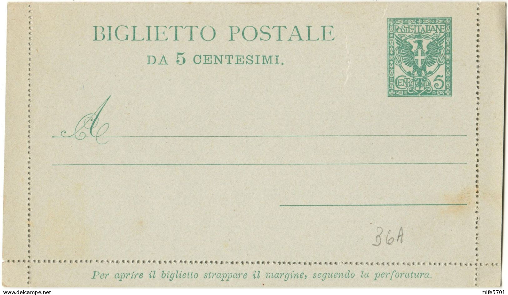 REGNO D'ITALIA B6A 1903 BIGLIETTO POSTALE TIPO 'FLOREALE' DA C. 5 CARTONCINO GRIGIO CHIARO - NUOVO FILAGRANO B6A - Stamped Stationery