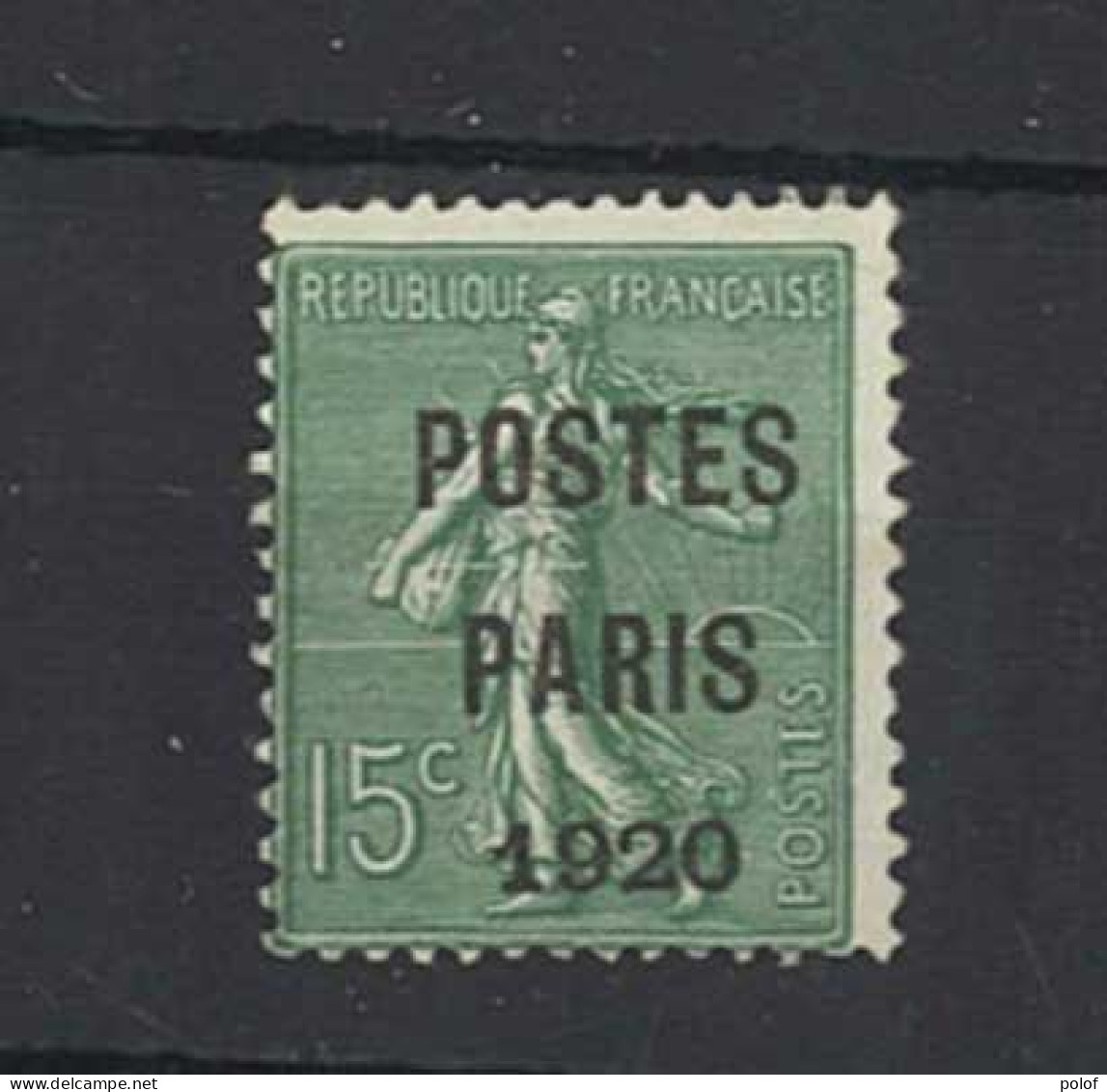 PREOBLITERE - Yvert 25 - Postes Paris 1920 - 5 C. Vert Semeuse Fond Ligné - 1893-1947