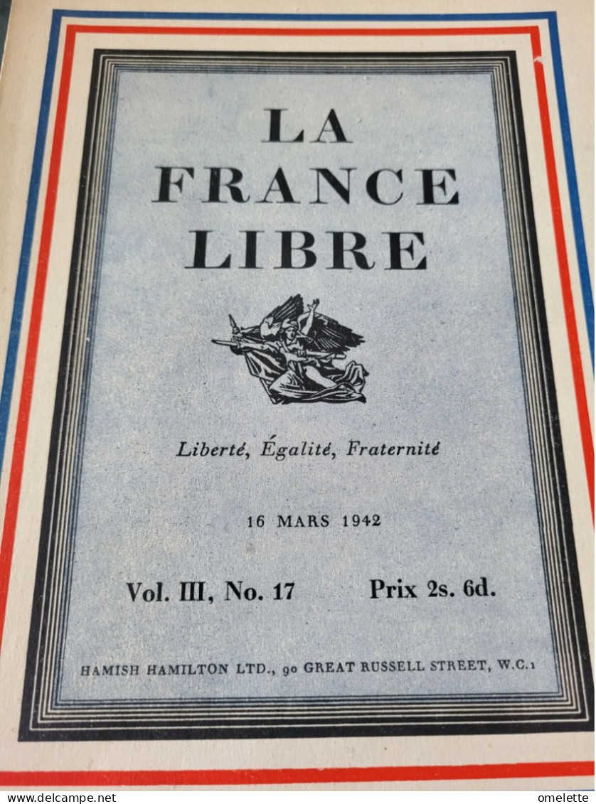 LA FRANCE LIBRE 1942 / ANDRE LABARTHE/BEYEN/GRABSKI/AUPEGARD /RESISTANCE RIOM /VIE OUVRIERE / - 1900 - 1949