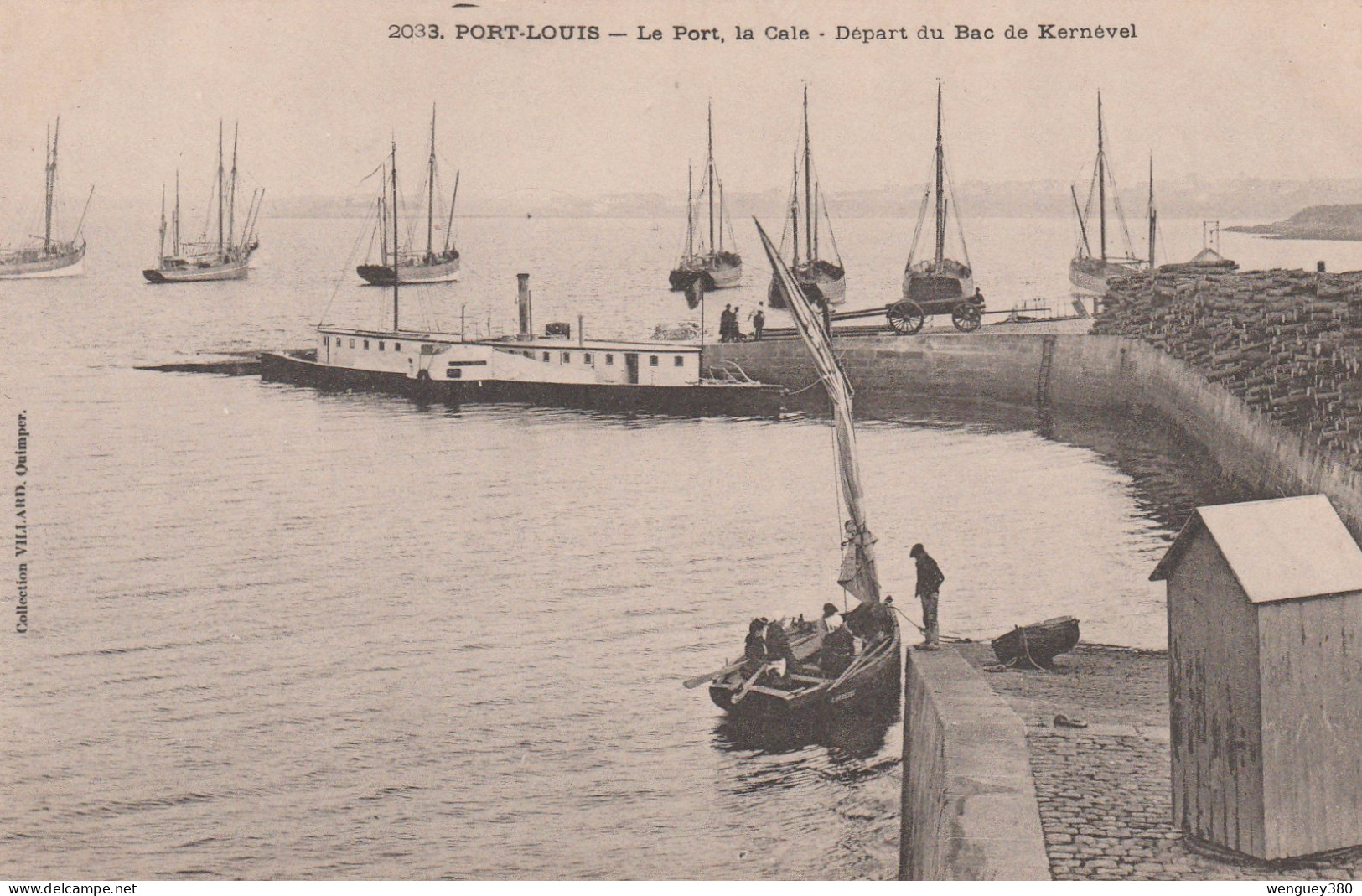 56  PORT-LOUIS  Le Port,la Cale -départ Du Bac De Kernével ... Avec Bâteau Hopital à Quai.  TB PLAN Env 1910  RARE - Port Louis