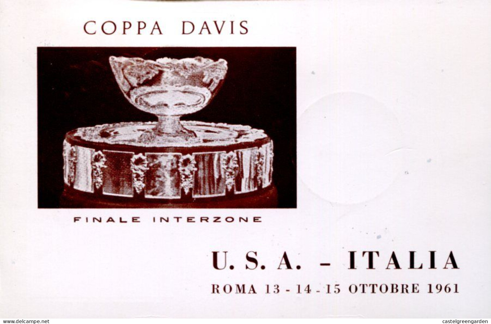 X0153 Italia,special Card 13.10.1961 Interzone Final Of The Davis Cup Of Tennis Italy/u.s.a. (see 2 Scan) - Tenis