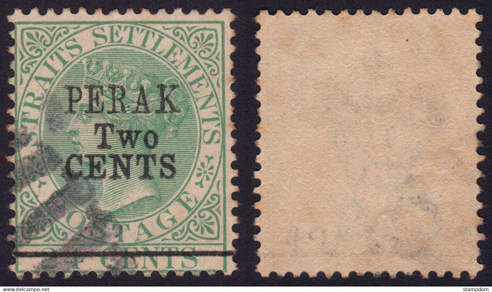 PERAK 1891 Overprint/surcharge On Straits Settlements 2c/24c Sc#41 - USED  @P1165 - Perak