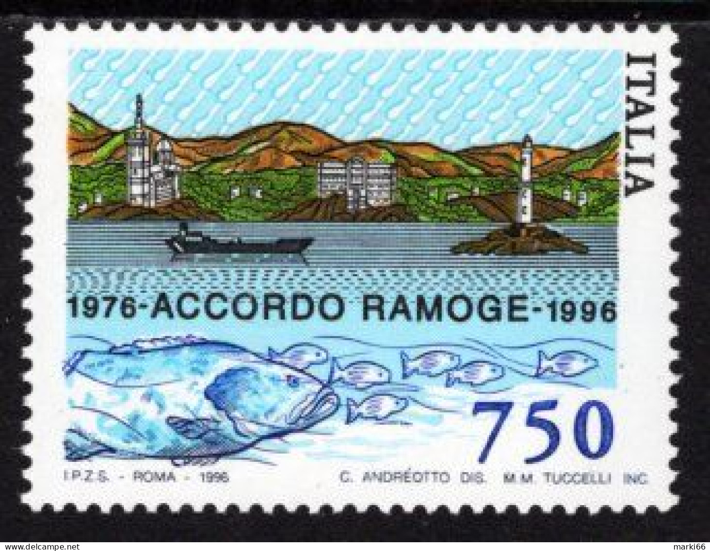 Italy - 1996 - RAMOGE Agreement - 20 Years - Mint Stamp - 1991-00: Mint/hinged