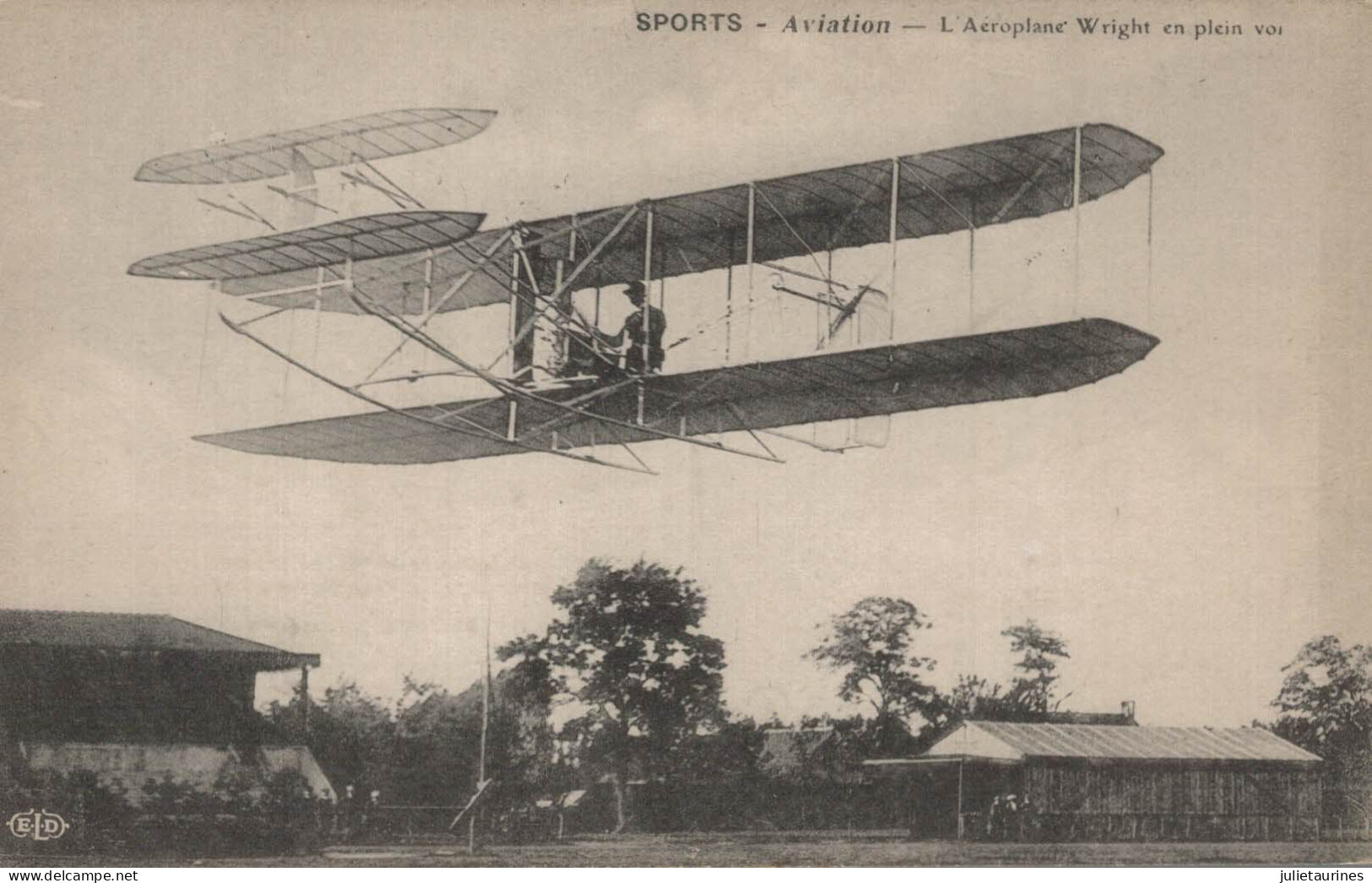 SPORTS AVIATION L AEROPLANE WRIGHT EN PLEIN VOL CPA BON ETAT - ....-1914: Precursori