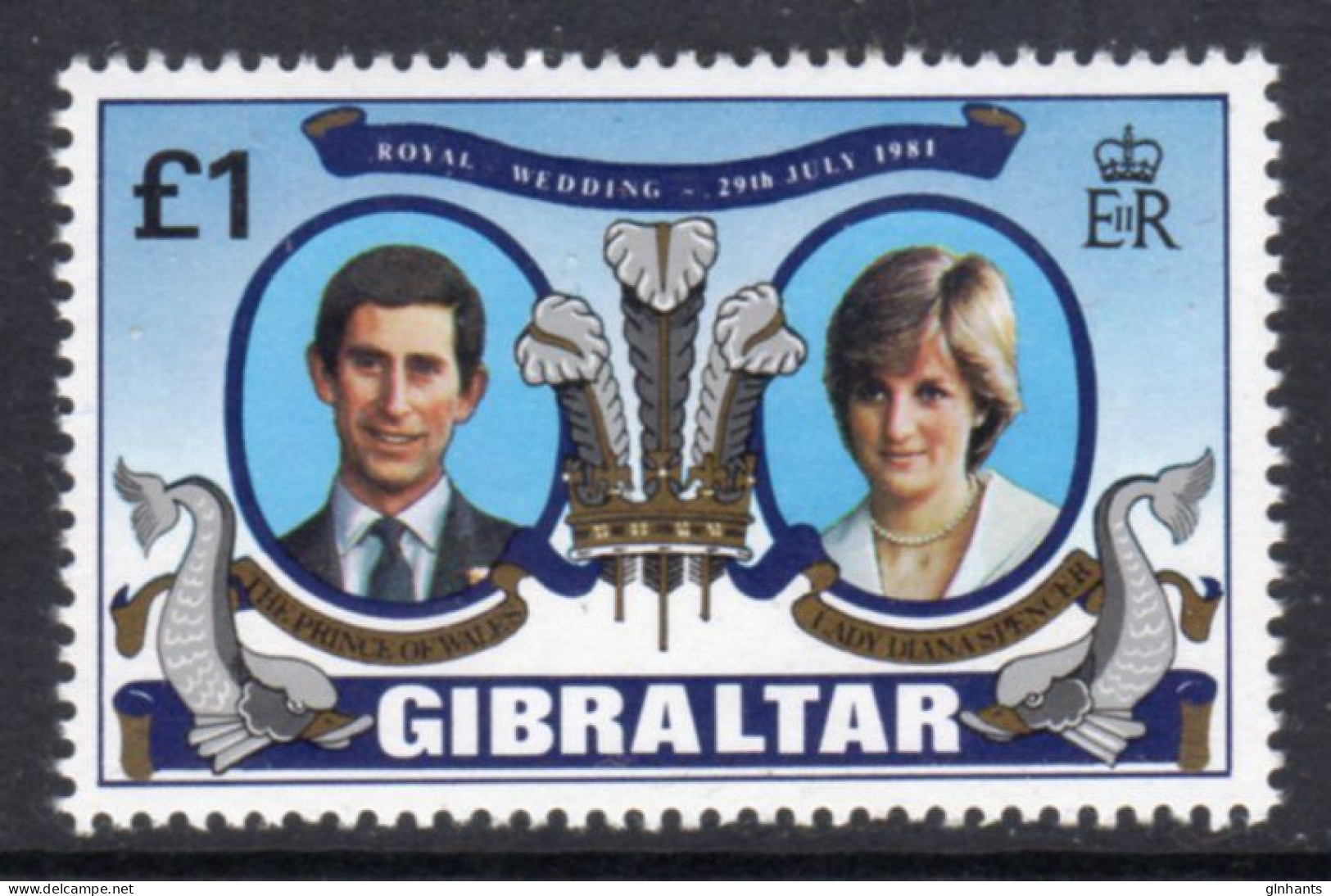 GIBRALTAR - 1981 ROYAL WEDDING £1 STAMP FINE MNH ** SG 450 - Gibraltar