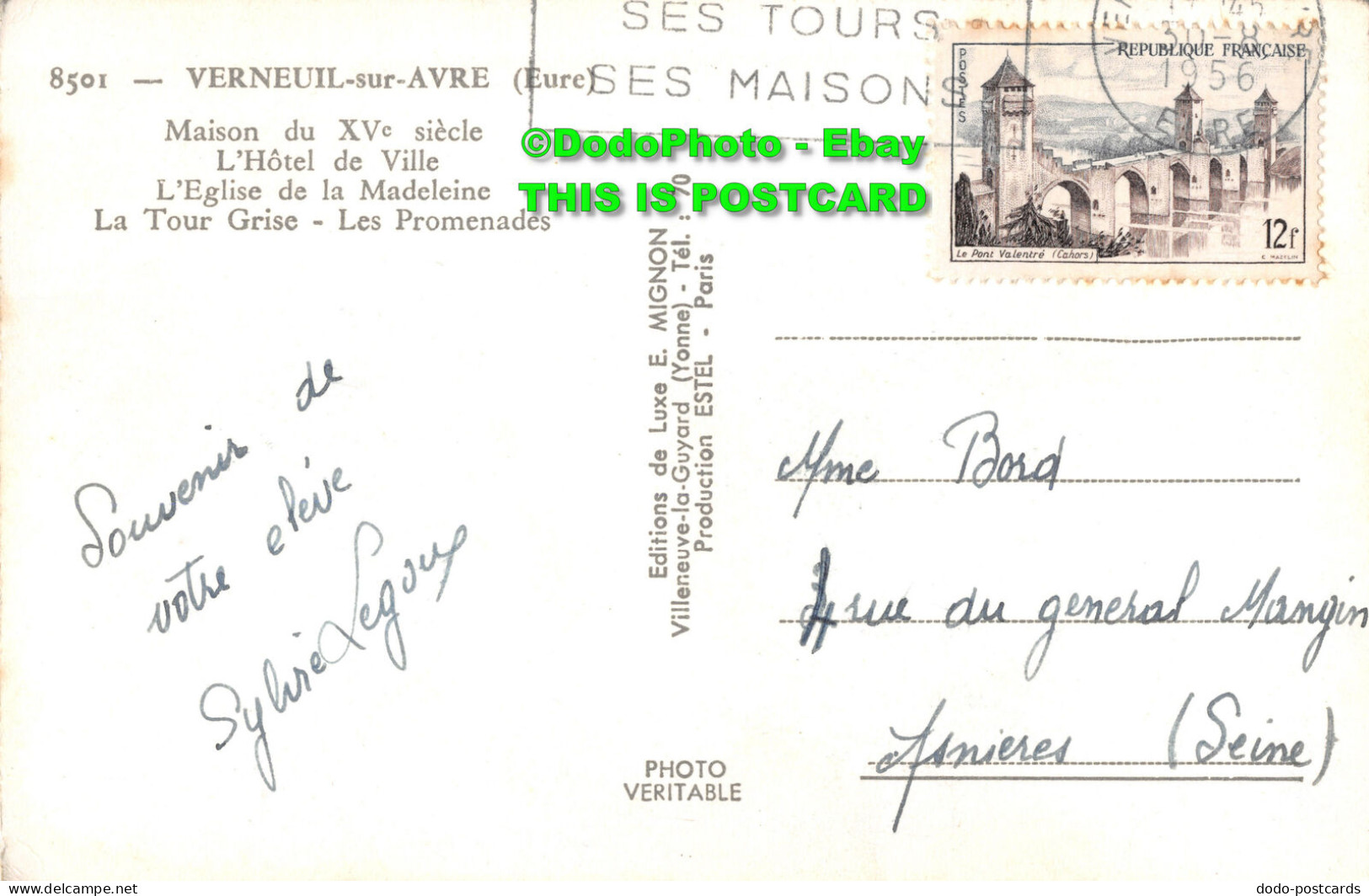 R438726 Souvenir De Verneuil Sur Avre. E. Mignon. Estel. RP. Multi View. 1956 - Monde