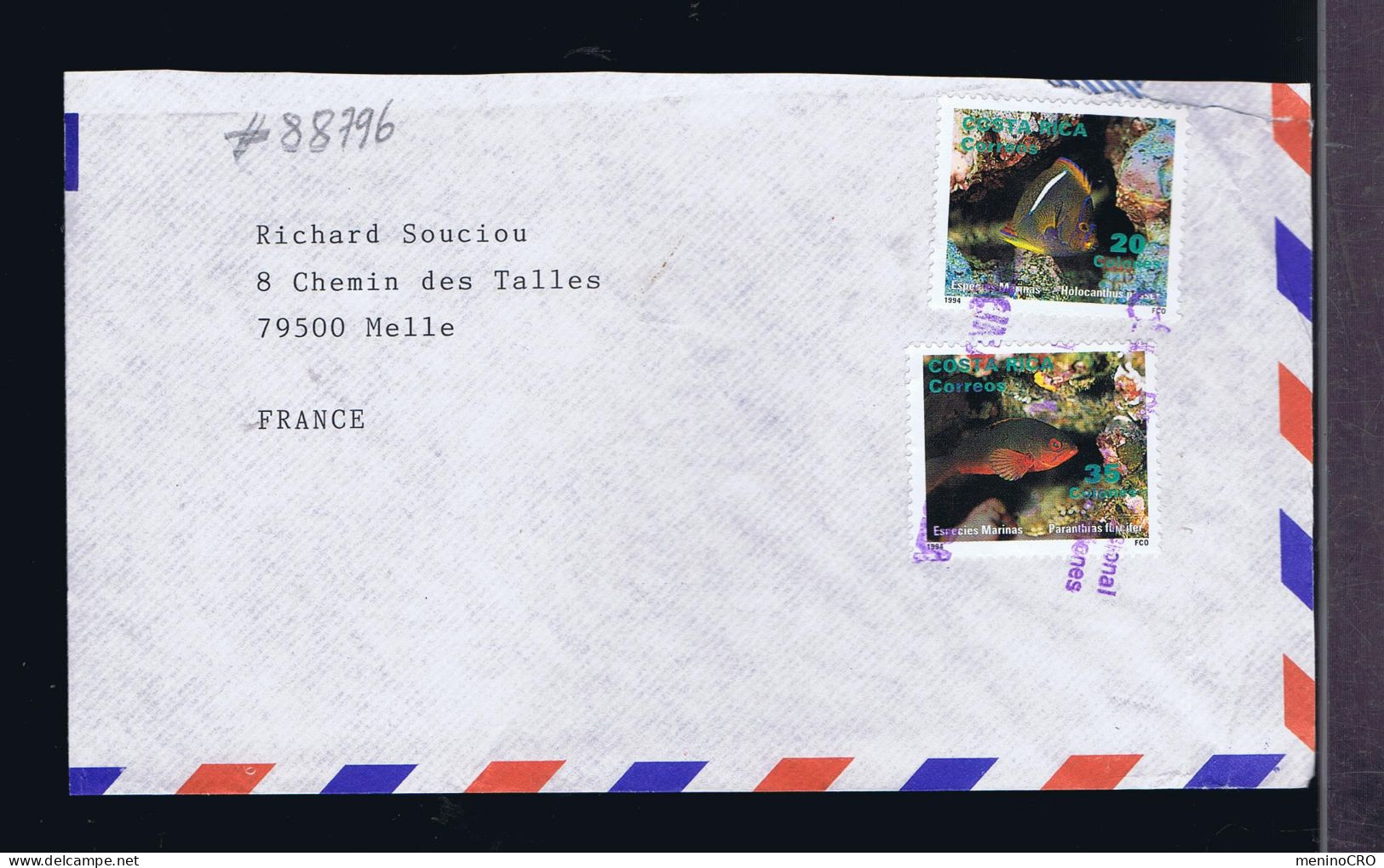 #88796 COSTA RICA Faune Fishes Poissons Espécimes Marines Mailed Melle -France - Poissons