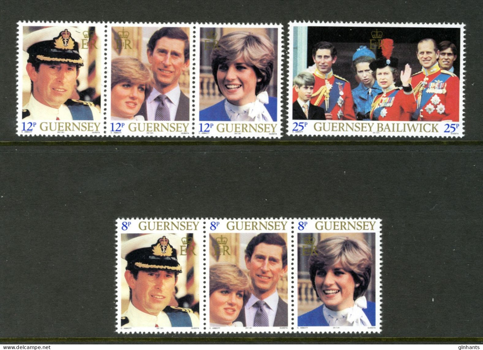GUERNSEY - 1981 ROYAL WEDDING SET (7V) FINE MNH **  SG 232-238 - Royalties, Royals