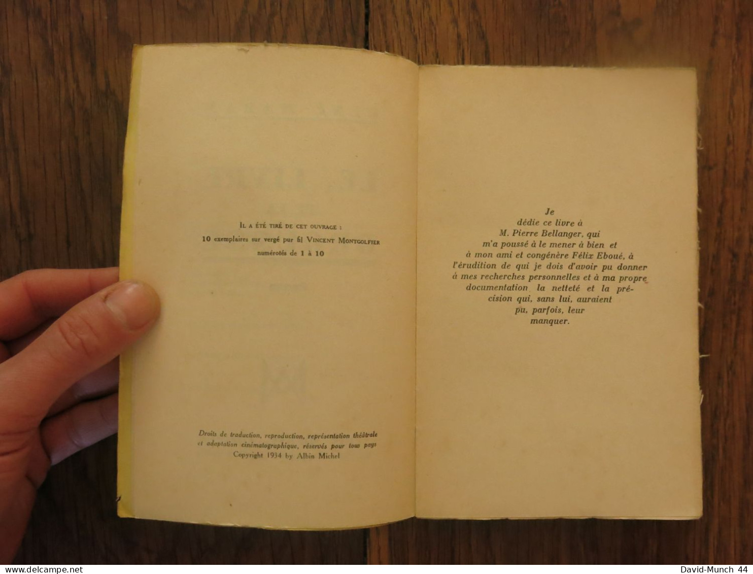 Le Livre De La Brousse De René Maran. Albin Michel, éditeur, Paris. 1934, Exemplaire Sur Vélin Supérieur - 1901-1940