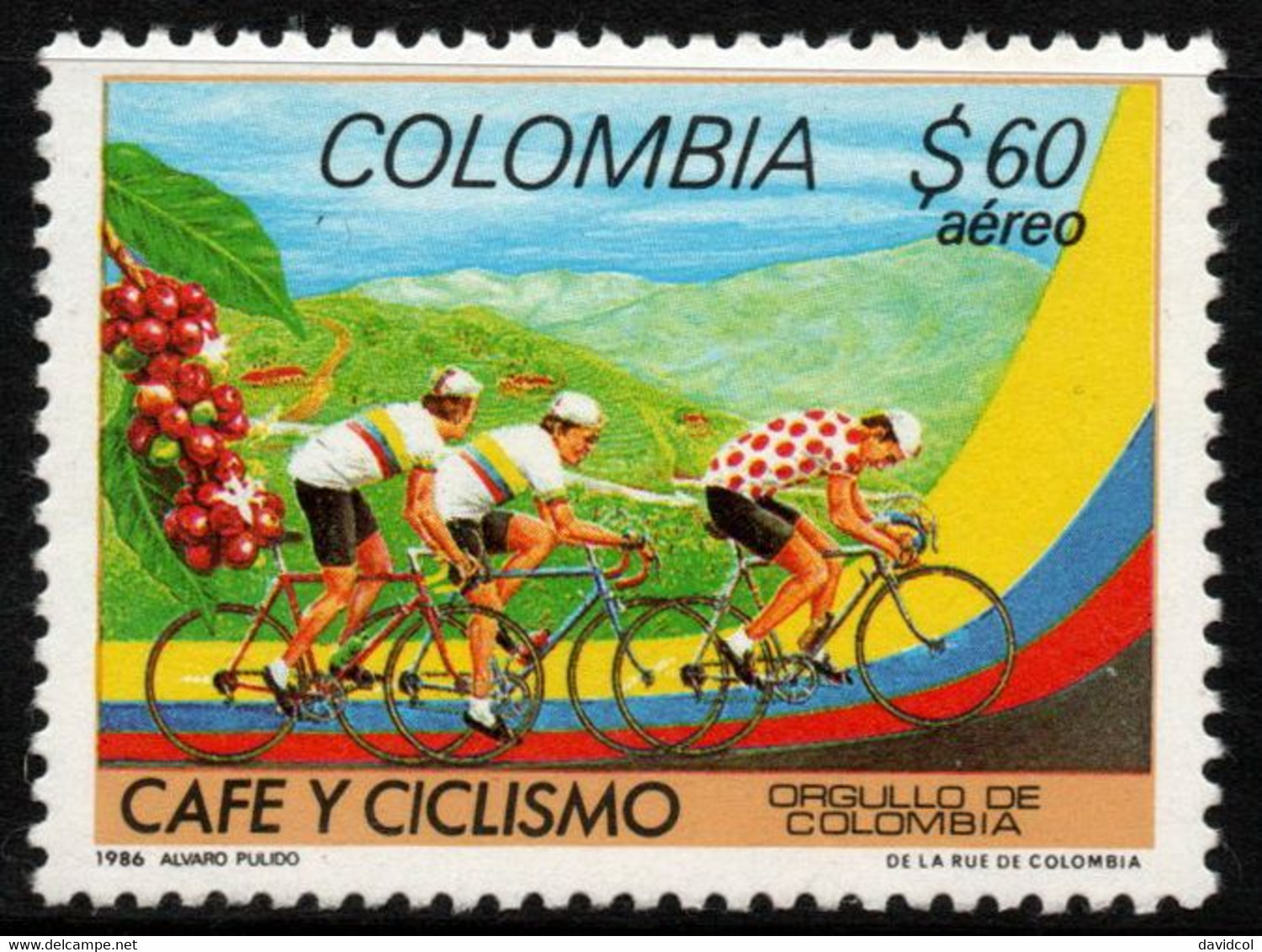01- KOLUMBIEN - 1986 - MI#:1664 -MNH- COFFEE AND CICLISM - Colombia