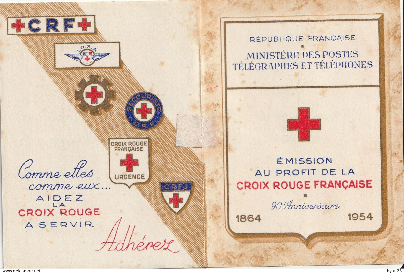 Y&T Croix Rouge 1954  Trace De Charnière Et Points De Rouille Cf Scans - Red Cross